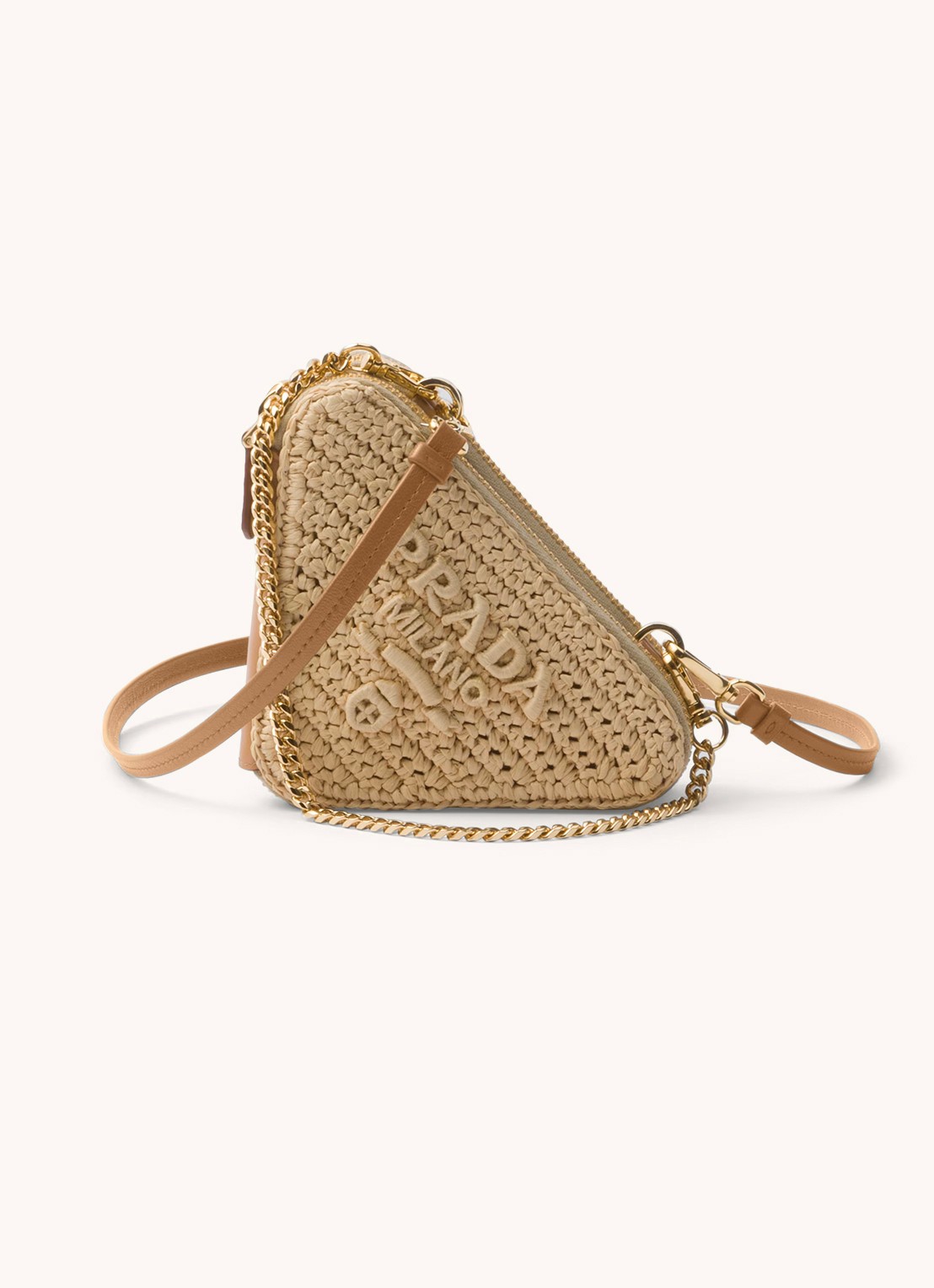 Prada Mini crossbodytas met leren details - voorkant 4 beige