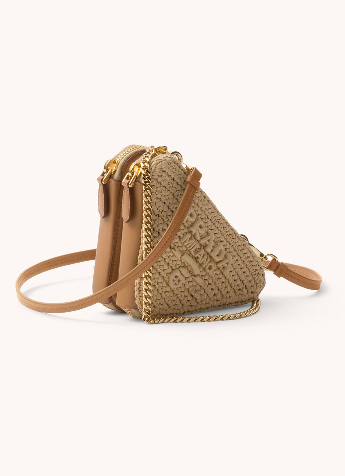 Prada Mini crossbodytas met leren details - voorkant 5 beige