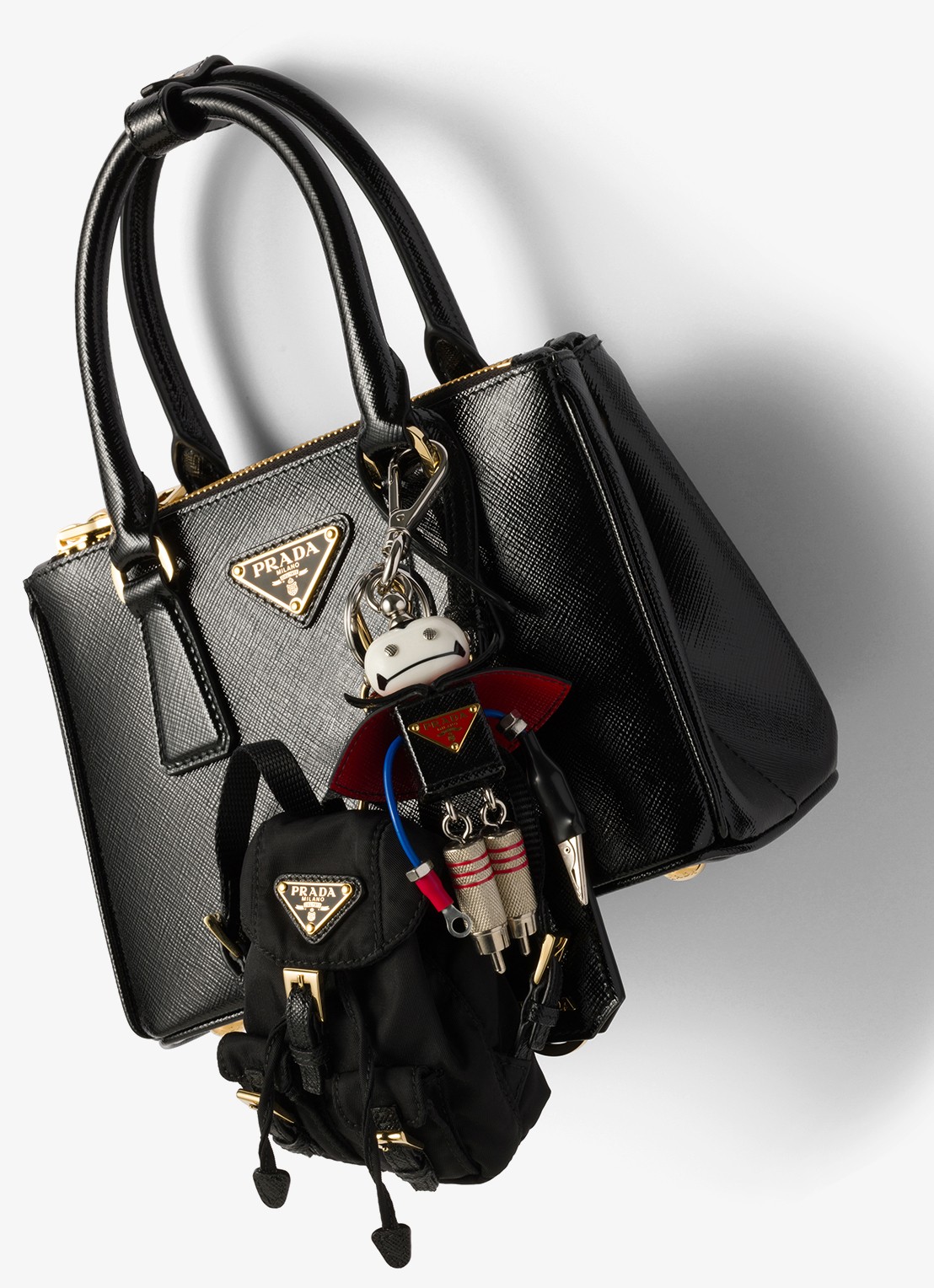 Prada Mini Icon Re-Nylon tasbedel - detail 2 zwart