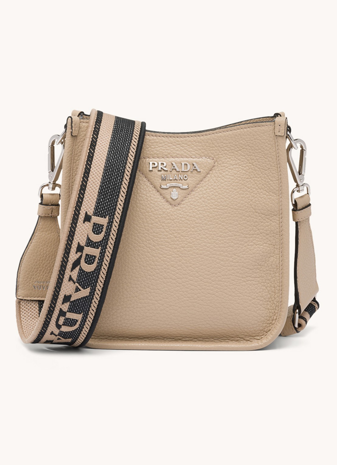 Prada Mini schoudertas van leer - voorkant zand