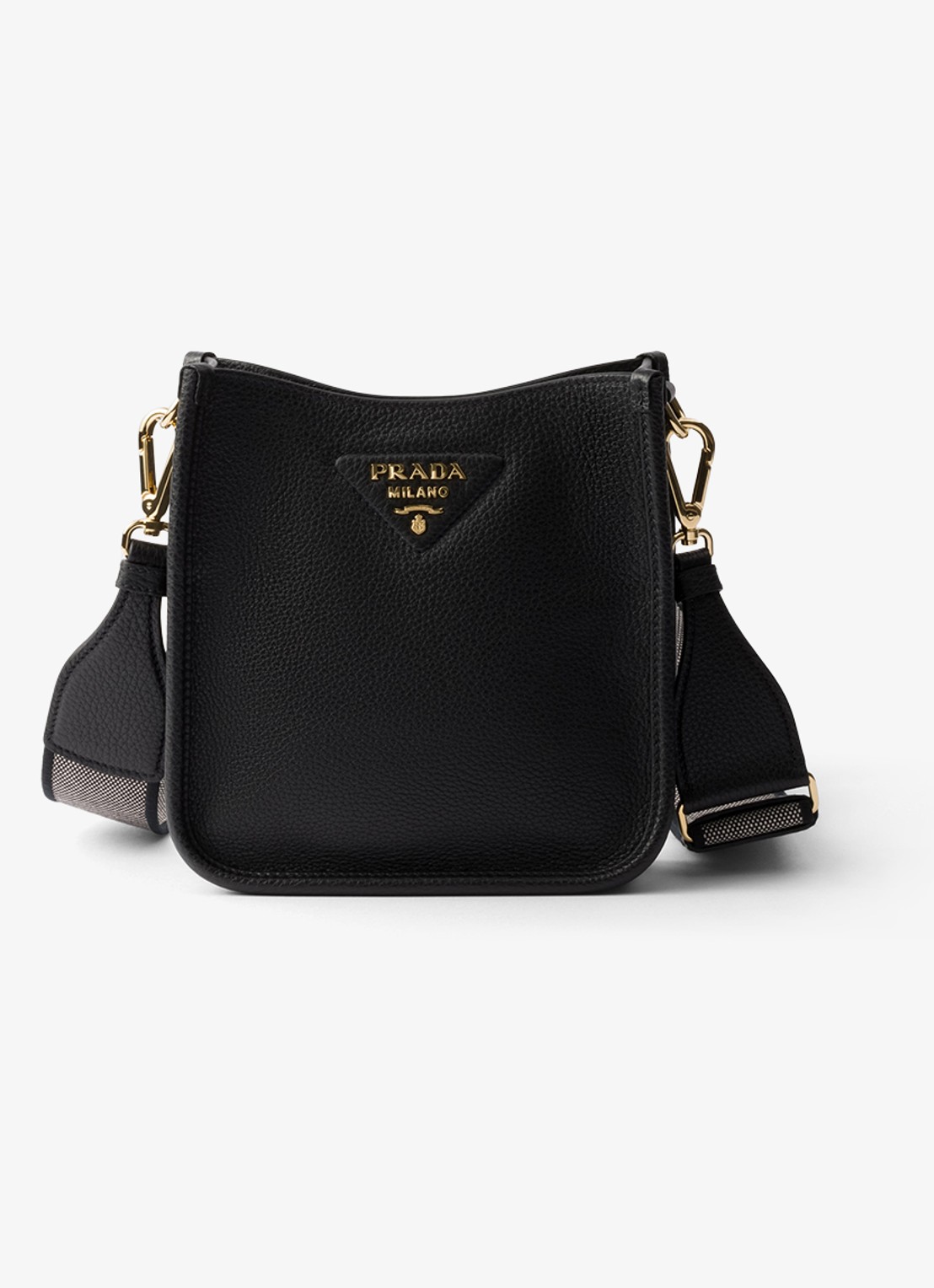 Prada Mini schoudertas van leer - voorkant diepzwart