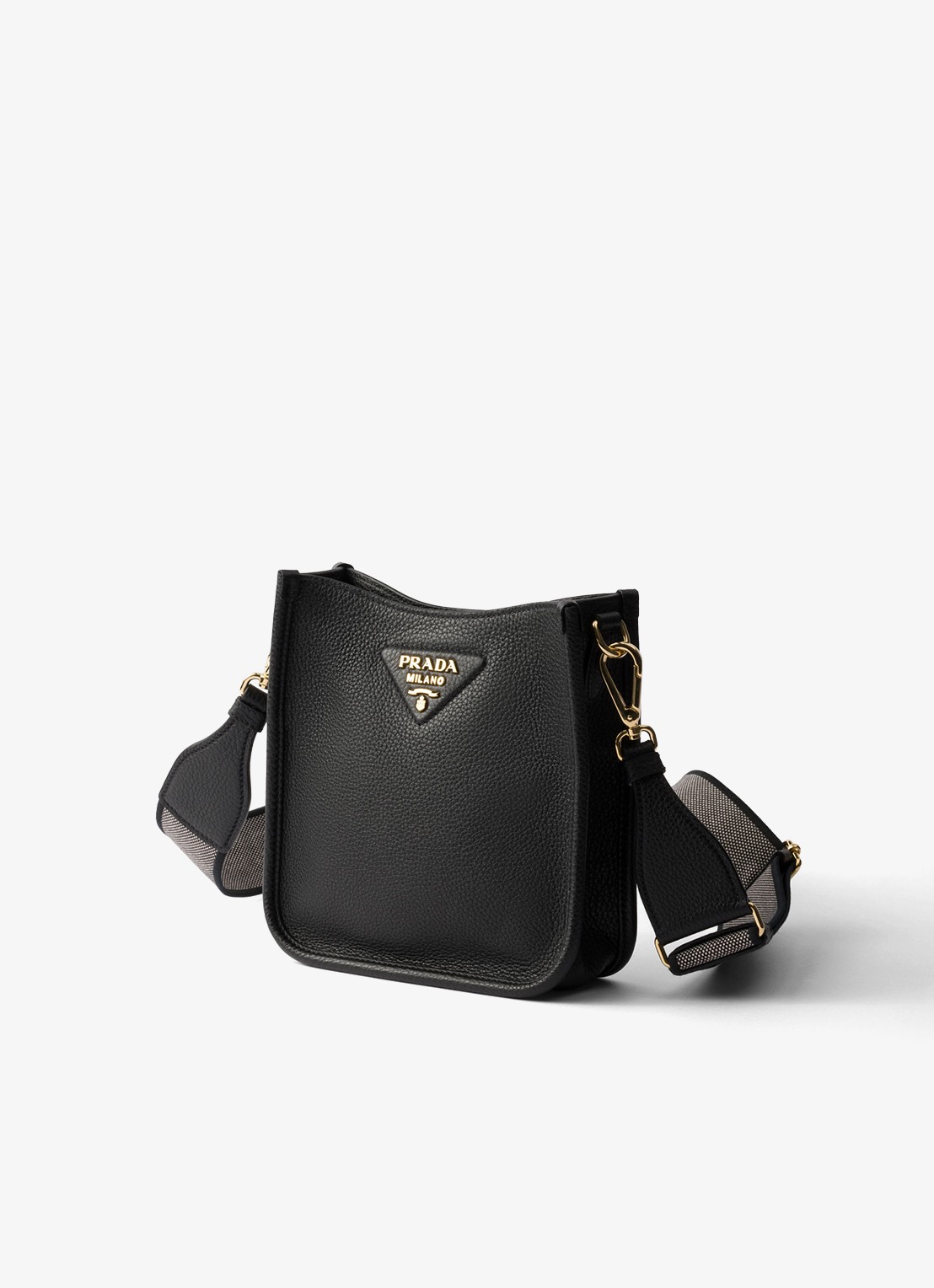 Prada Mini schoudertas van leer - voorkant 2 diepzwart