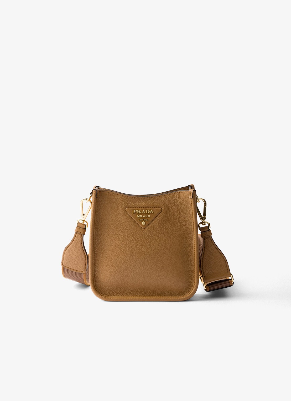 Prada Mini schoudertas van leer - voorkant camel
