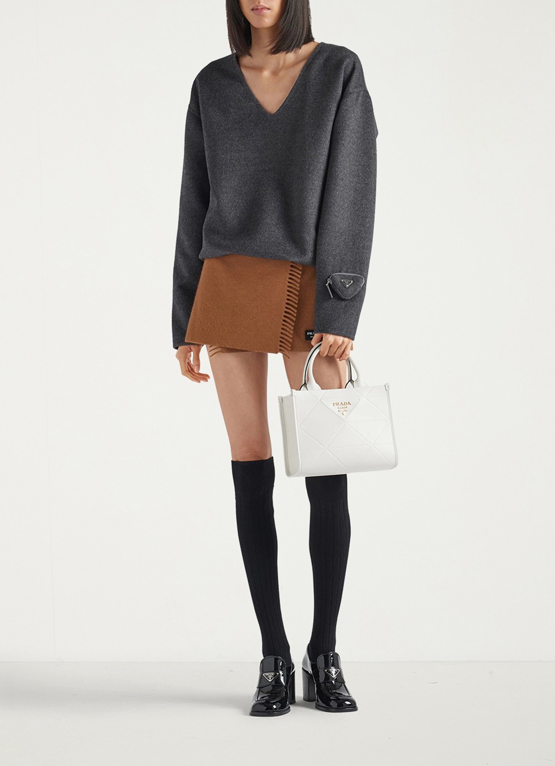 Prada Mini Symbole handtas van leer - voorkant 7 wit