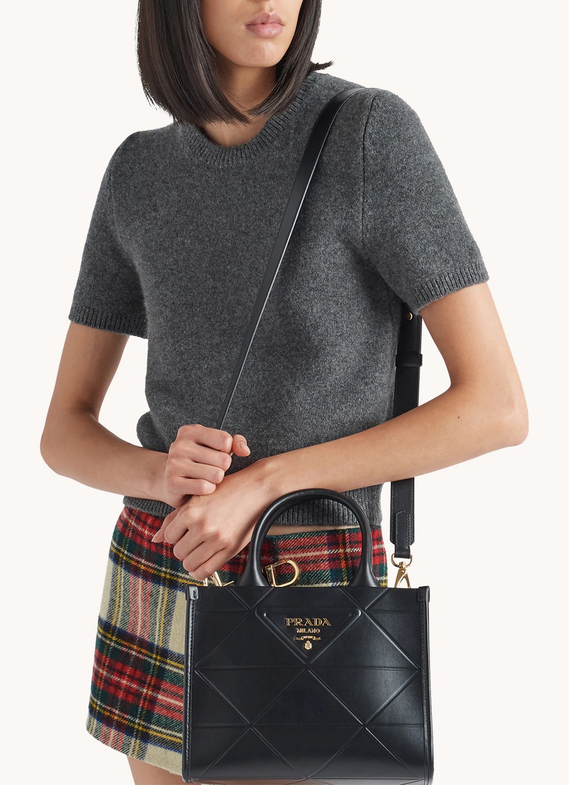 Prada Mini Symbole handtas van leer - voorkant 2 zwart
