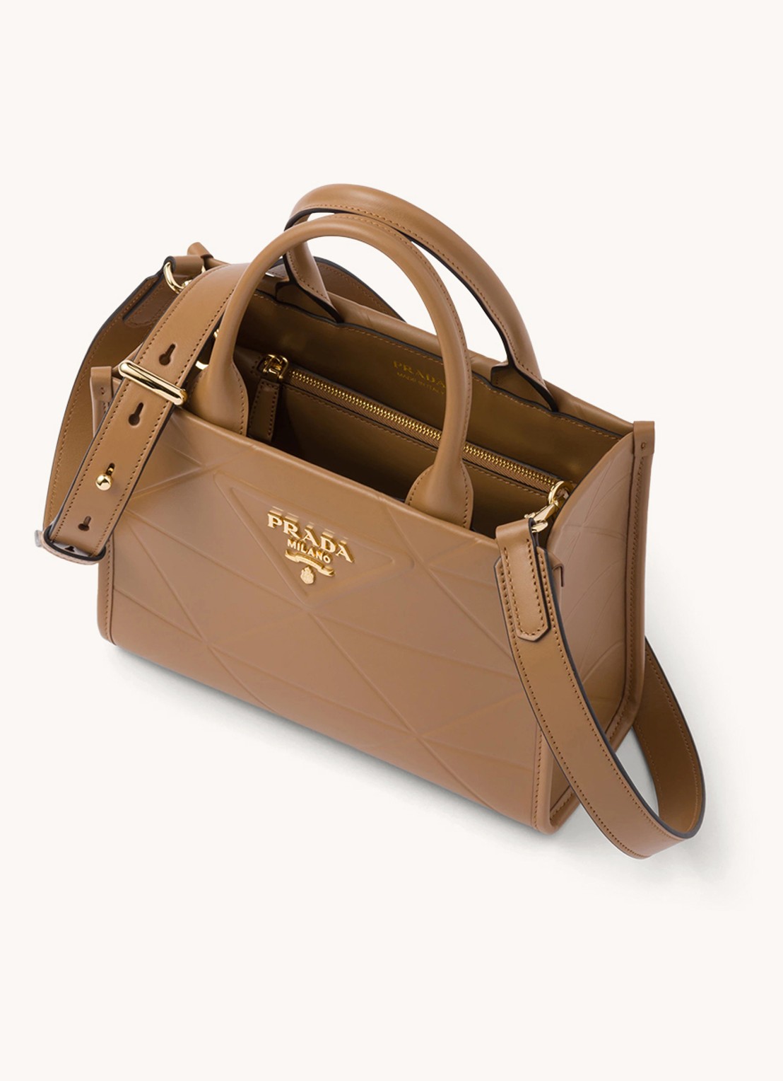 Prada Mini Symbole handtas van leer - achterkant 3 camel