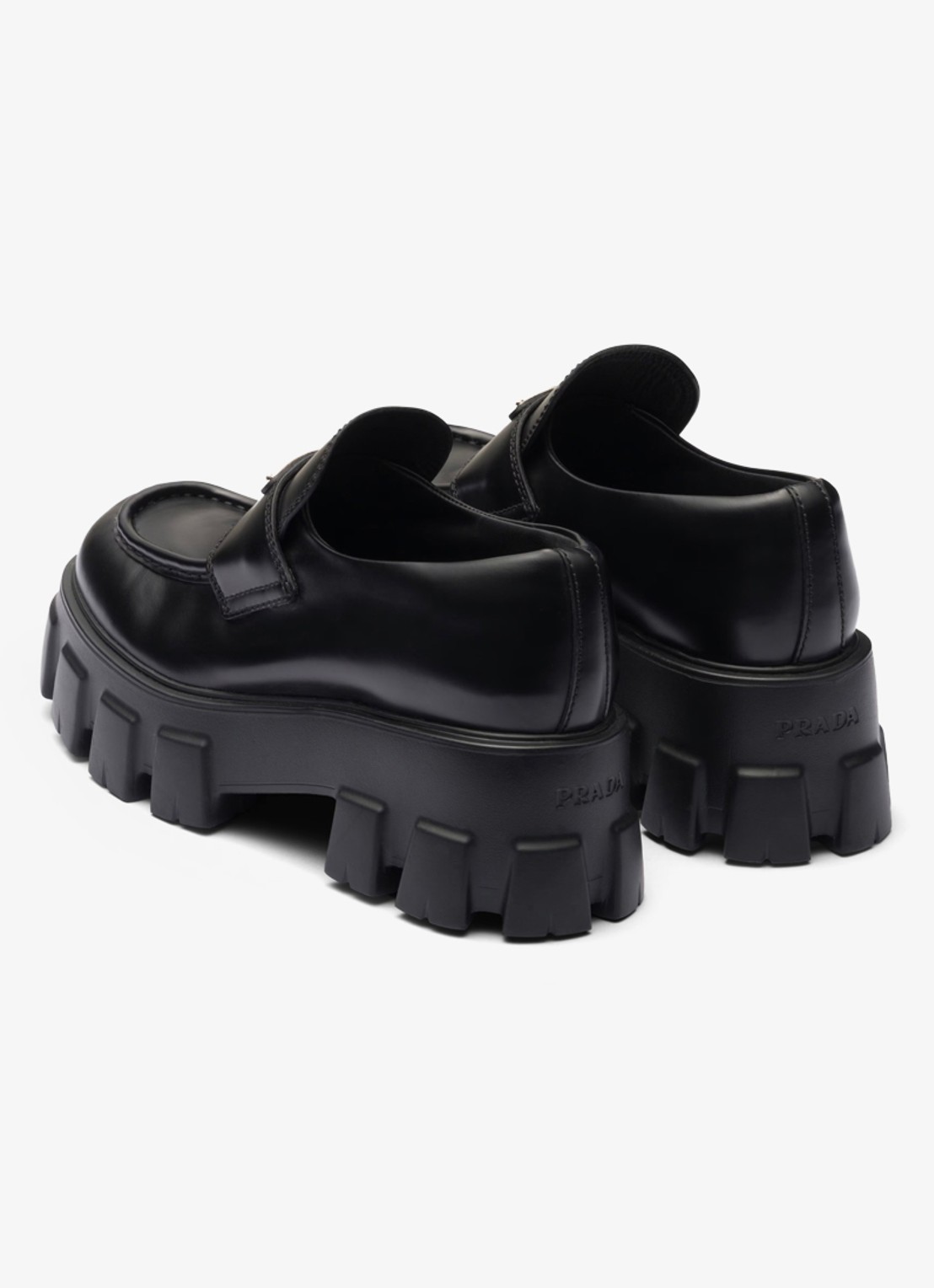 Prada Monolith loafer van leer met plateauzool - achterkant 3 zwart
