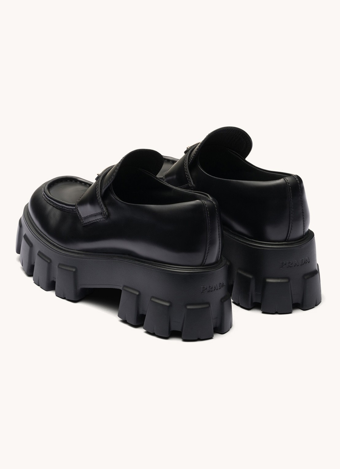 Prada Monolith loafer van leer met plateauzool - detail 2 zwart