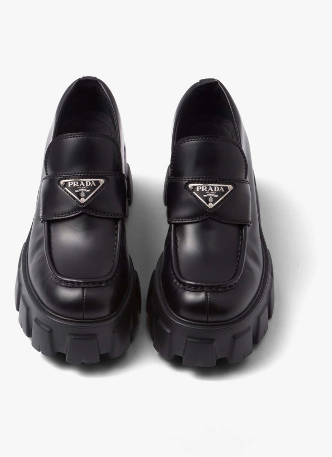 Prada Monolith loafer van leer met plateauzool - detail 5 zwart