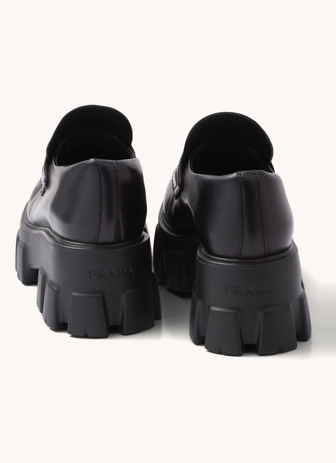 Prada Monolith loafer van leer met plateauzool - detail 4 zwart