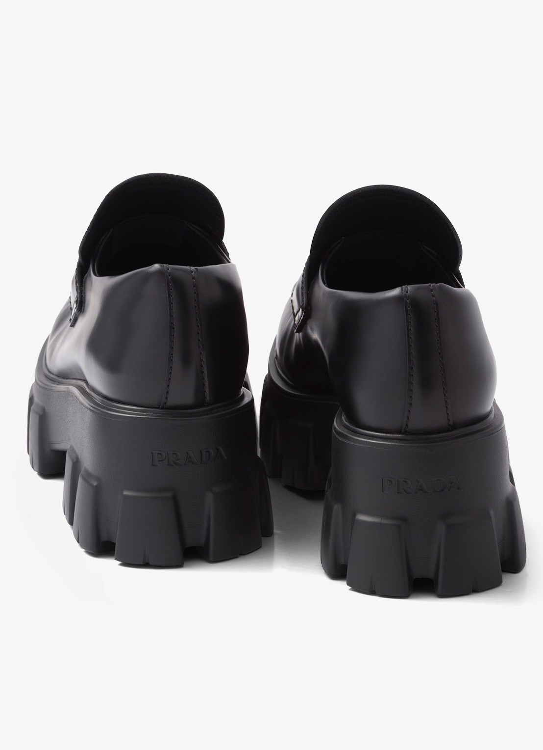 Prada Monolith loafer van leer met plateauzool - detail 7 zwart