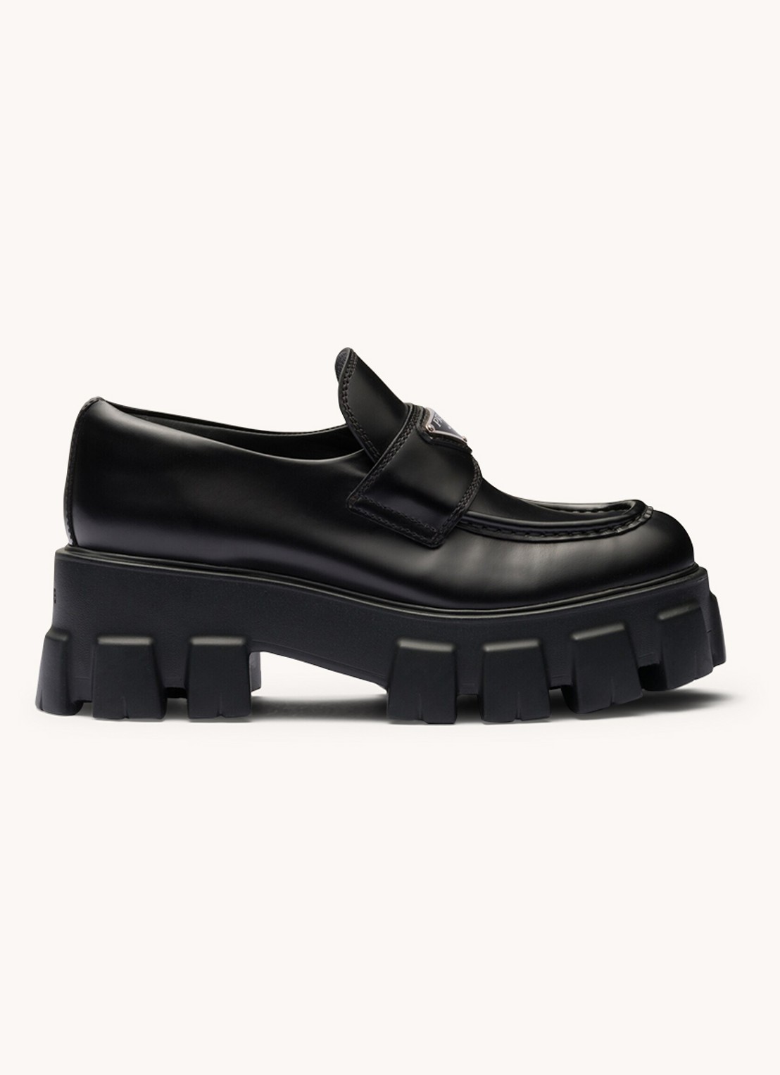 Prada Monolith loafer van leer met plateauzool - voorkant 7 zwart