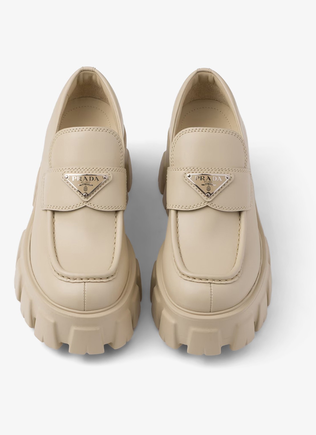 Prada Monolith loafer van leer met plateauzool - detail 4 beige