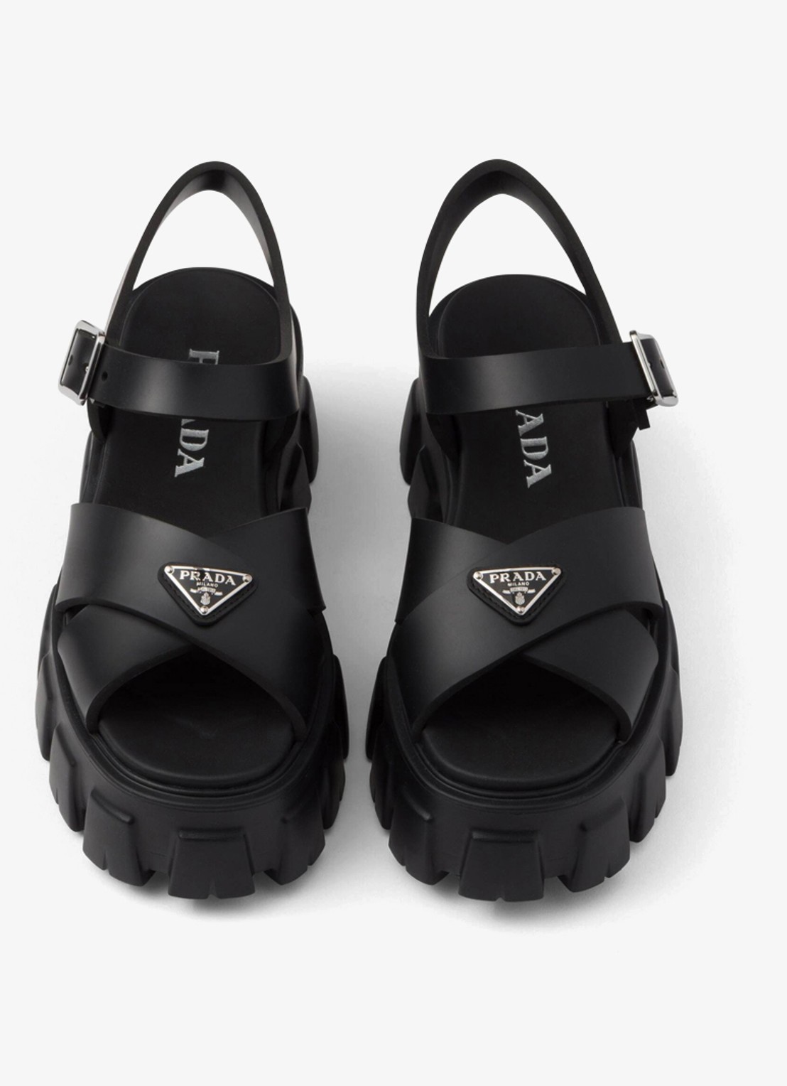 Prada Monolith sandaal van rubber met logo - detail 3 zwart