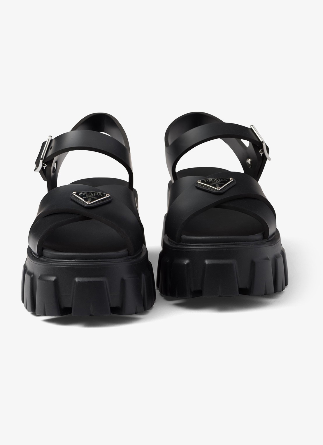 Prada Monolith sandaal van rubber met logo - detail 2 zwart