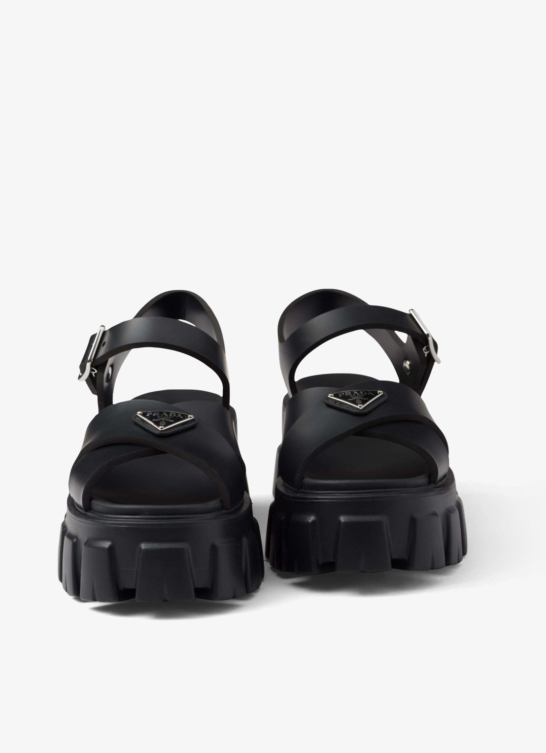 Prada Monolith sandaal van rubber met logo - detail 4 zwart