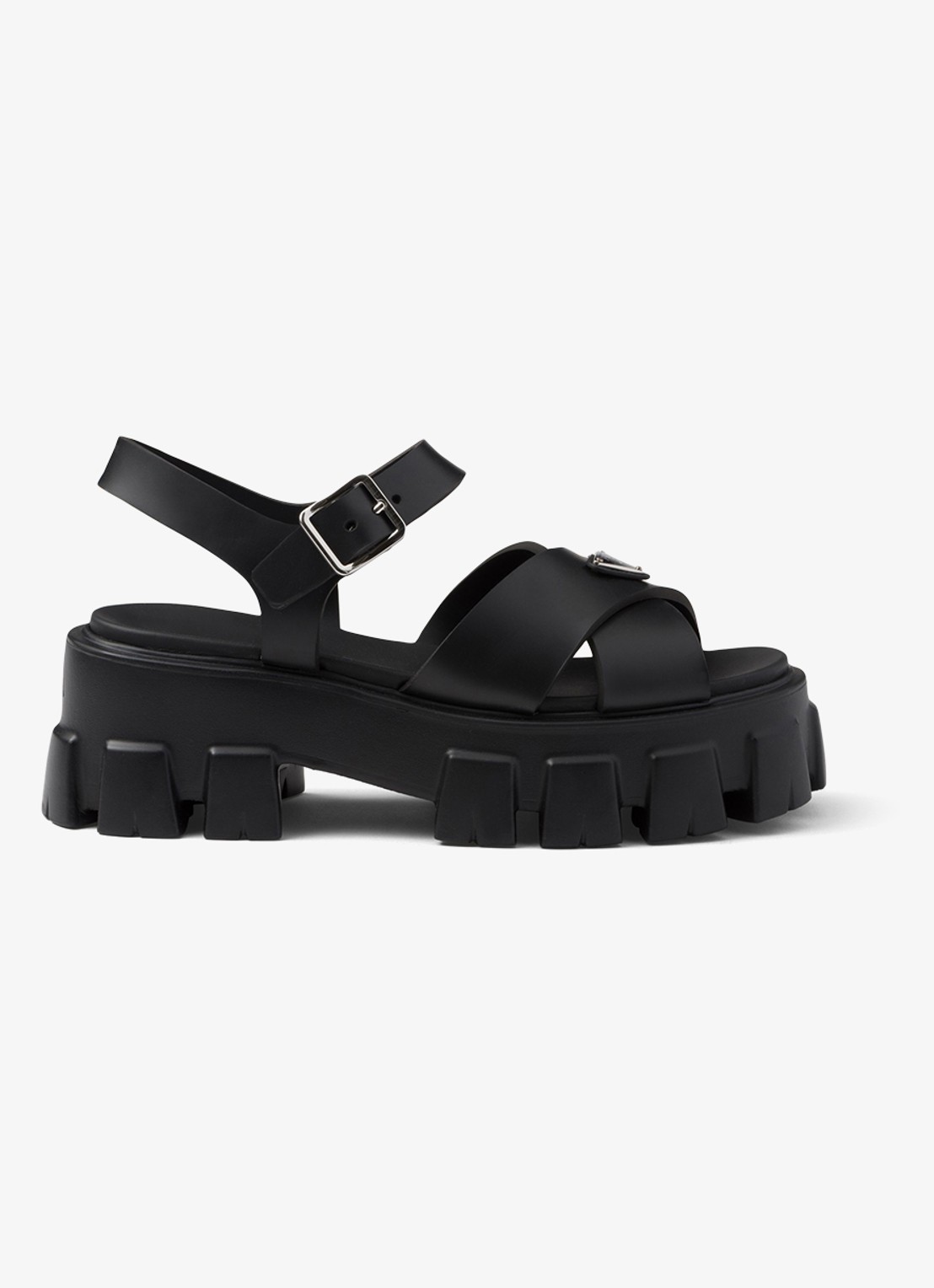 Prada Monolith sandaal van rubber met logo - voorkant 5 zwart