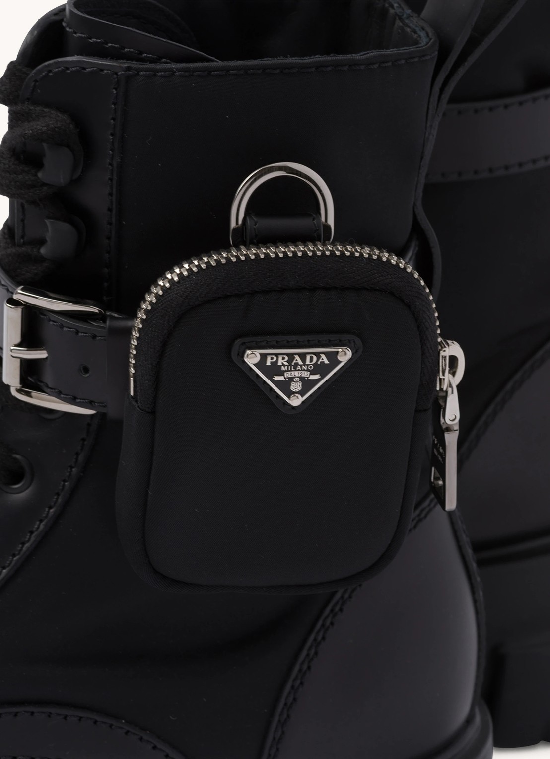 Prada Monolith veterboot van leer - detail 5 zwart