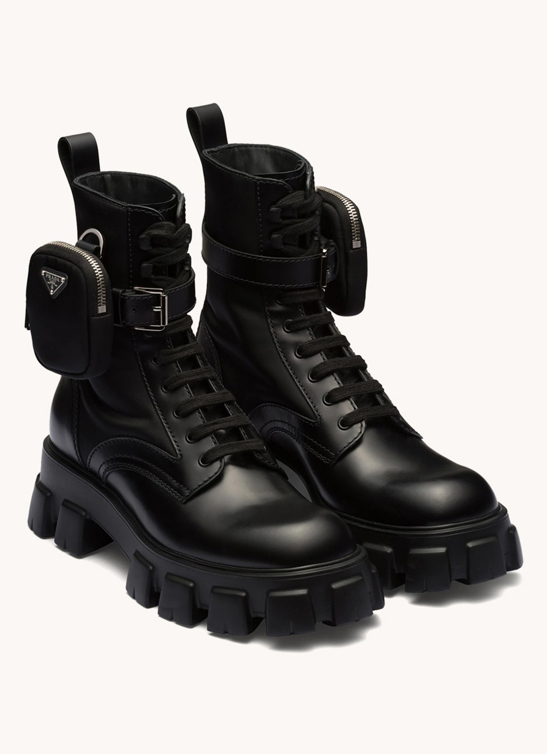 Prada Monolith veterboot van leer - voorkant 2 zwart