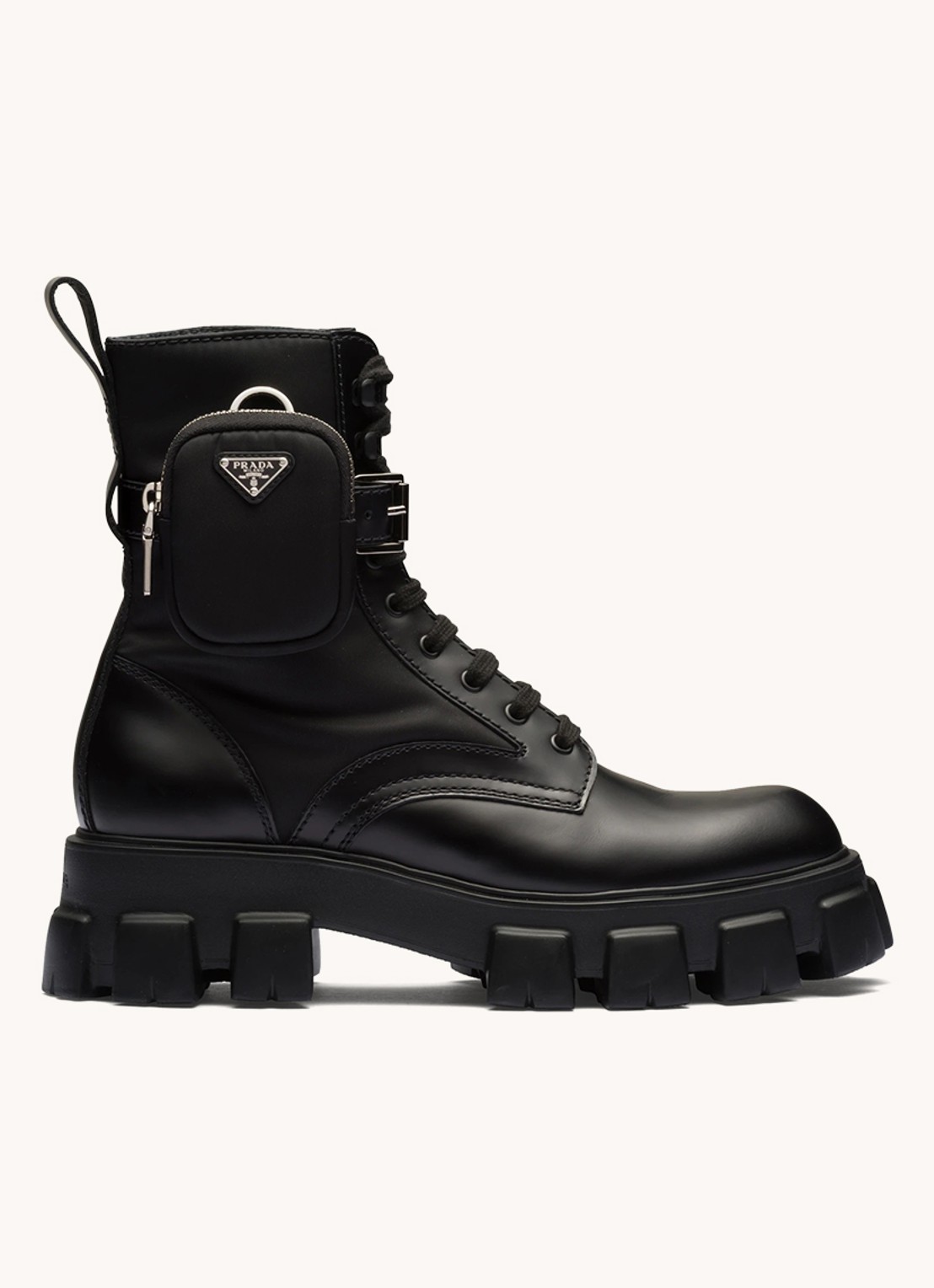 Prada Monolith veterboot van leer - voorkant 3 zwart