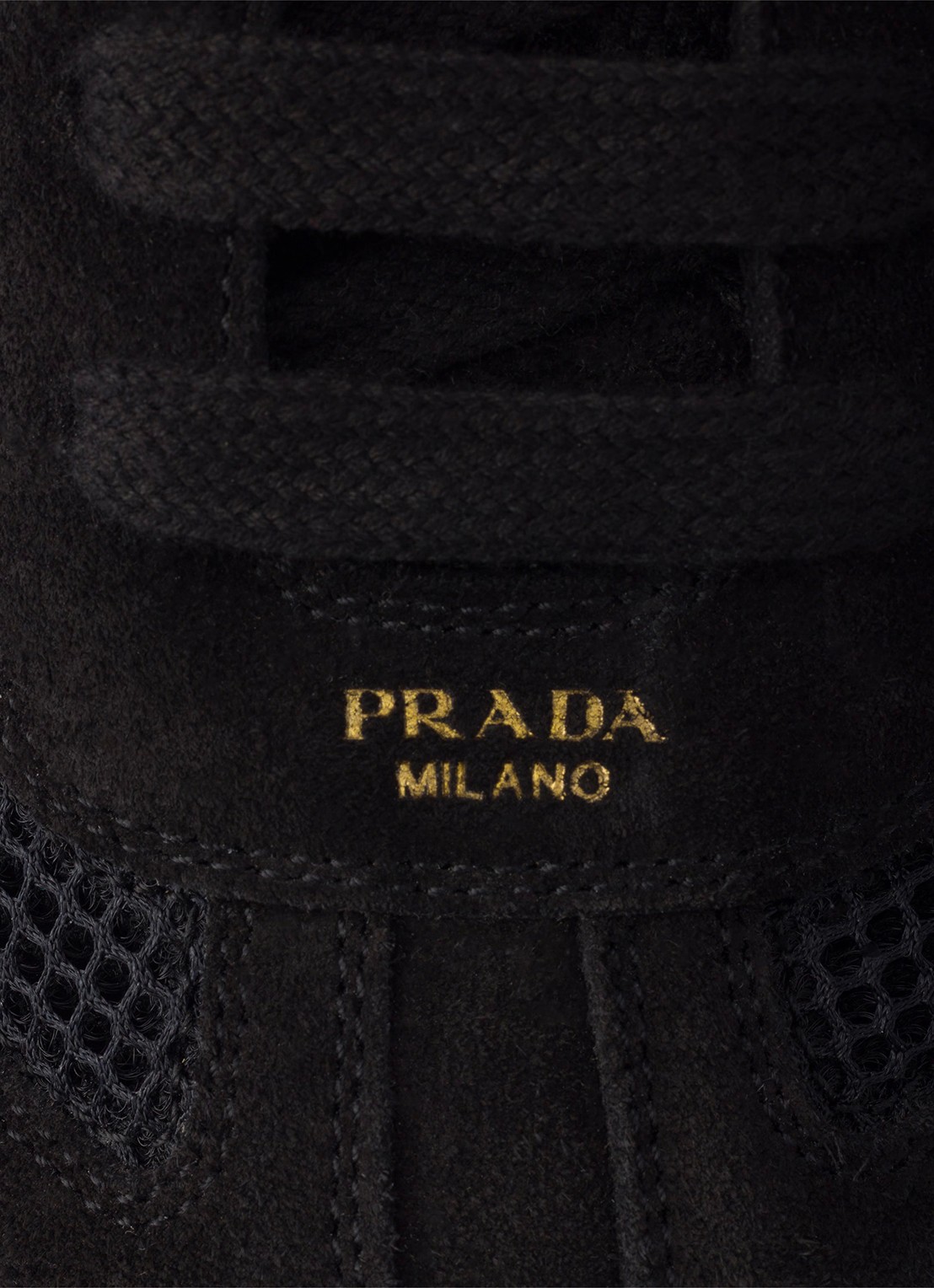 Prada Montecarlo Re-Edition 2005 sneaker van suède met mesh details - detail 6 zwart