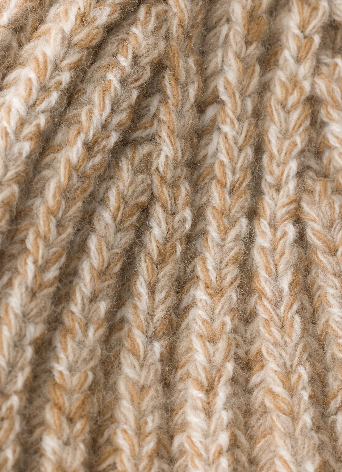 Prada Mouliné ribgebreide muts in kasjmierblend met gemêleerd dessin - detail beige