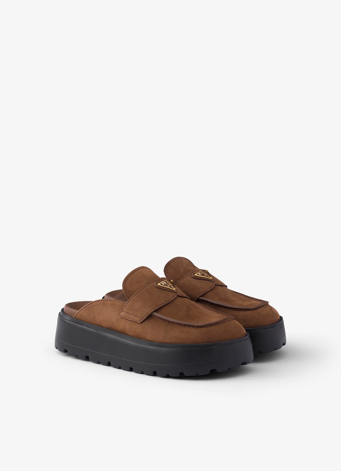 Prada Muiltje van nubuck - voorkant 3 bruin