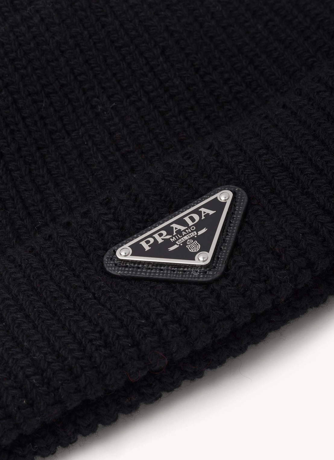 Prada Muts in kasjmierblend met logo - achterkant zwart
