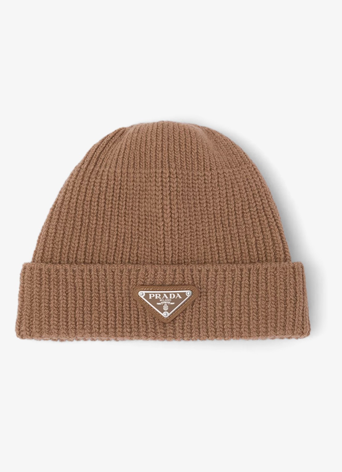 Prada Muts in kasjmierblend met logo - voorkant bruin