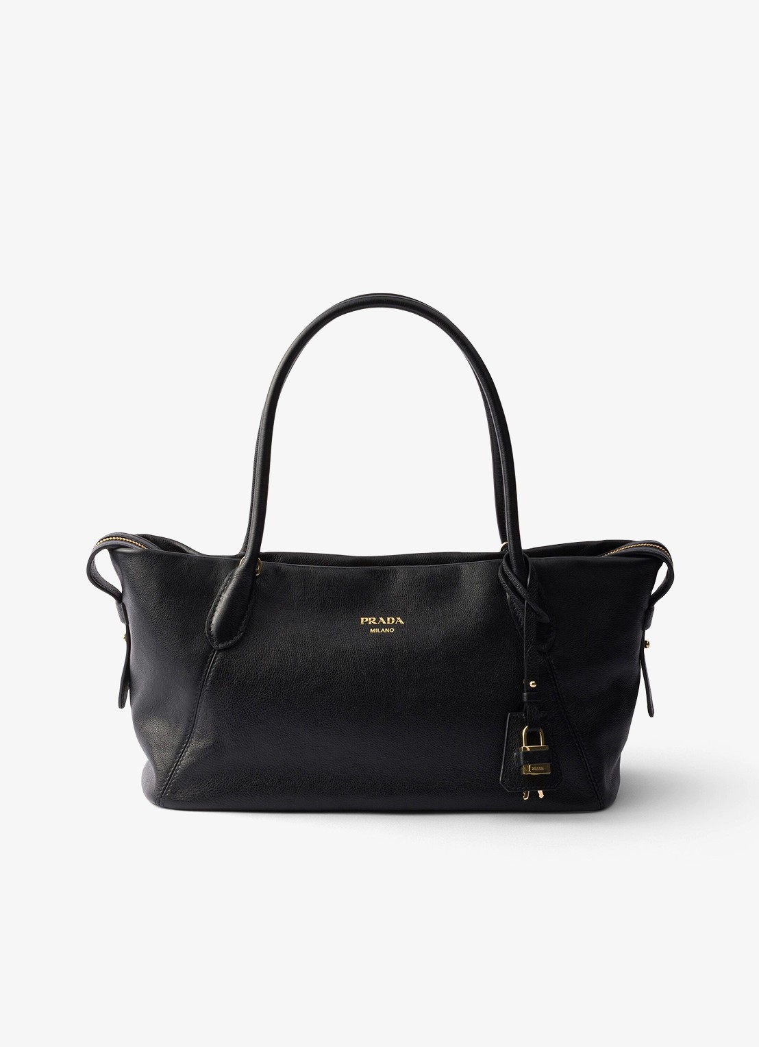 Prada Ouvert Large schoudertas van kalfsleer - voorkant 6 zwart