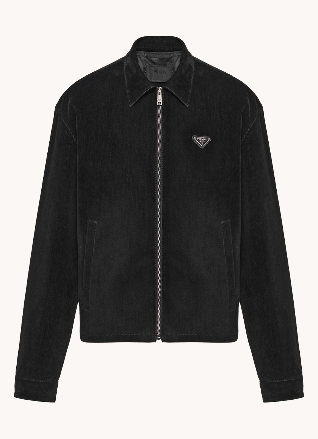 Prada Overshirt met logo en steekzakken - voorkant zwart