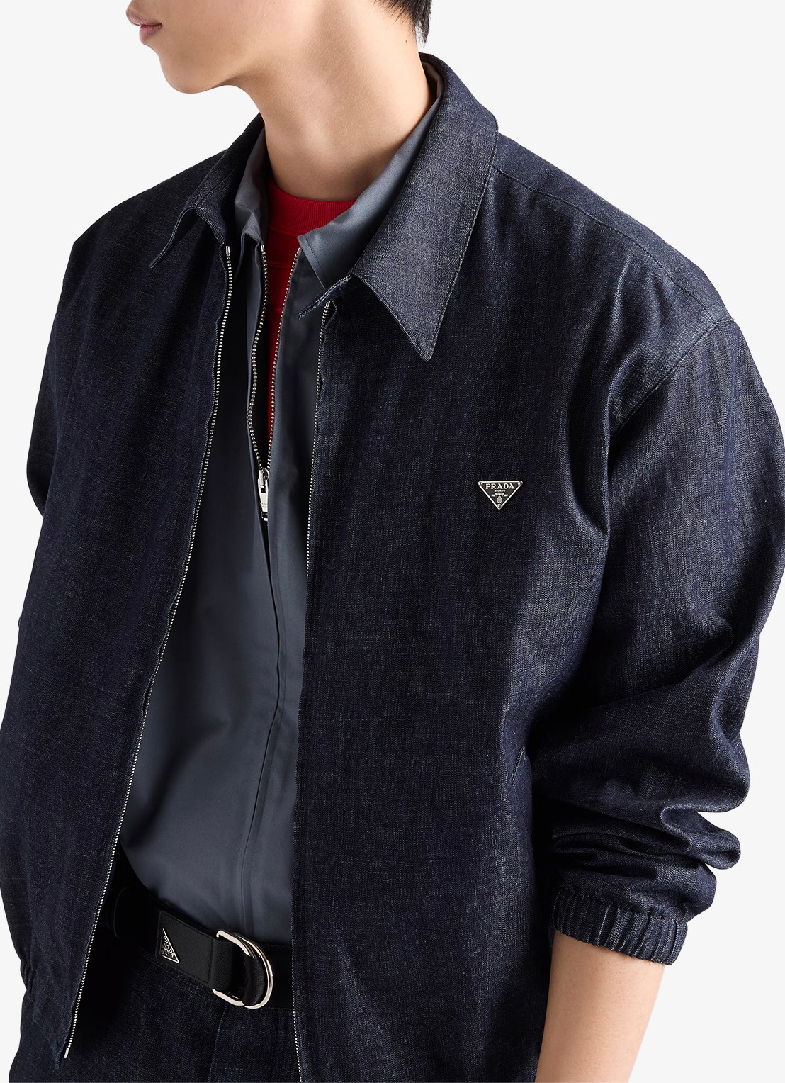 Prada Overshirt van chambray met steekzakken - detail 4 indigo