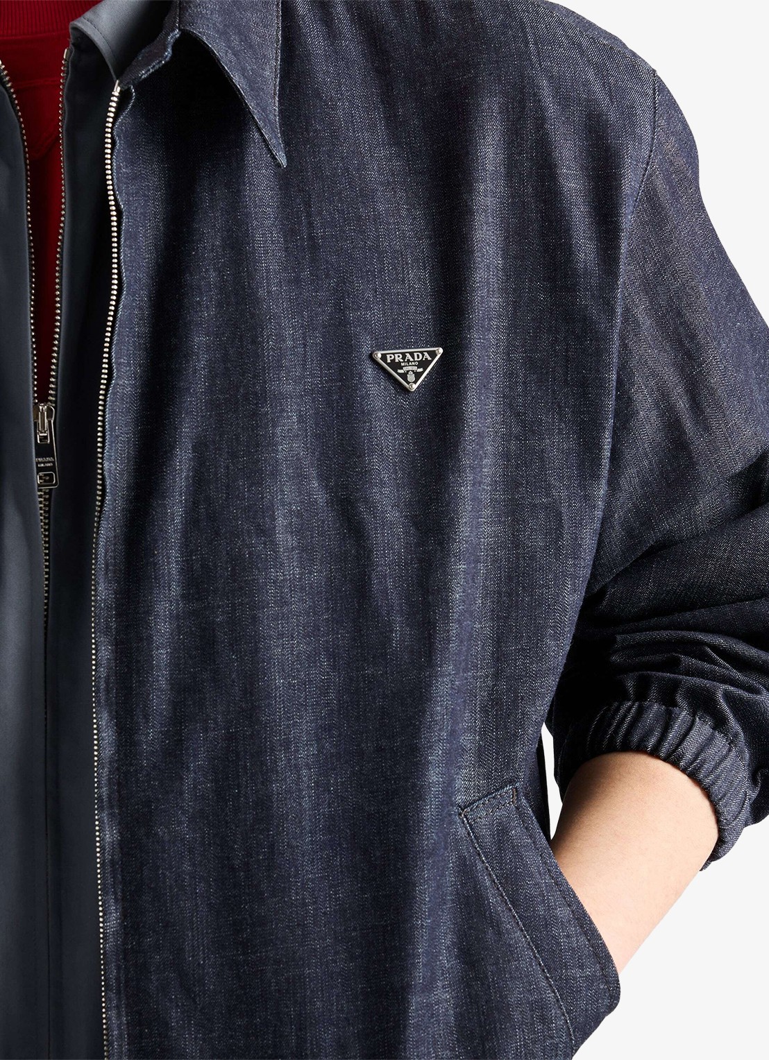 Prada Overshirt van chambray met steekzakken - detail 5 indigo