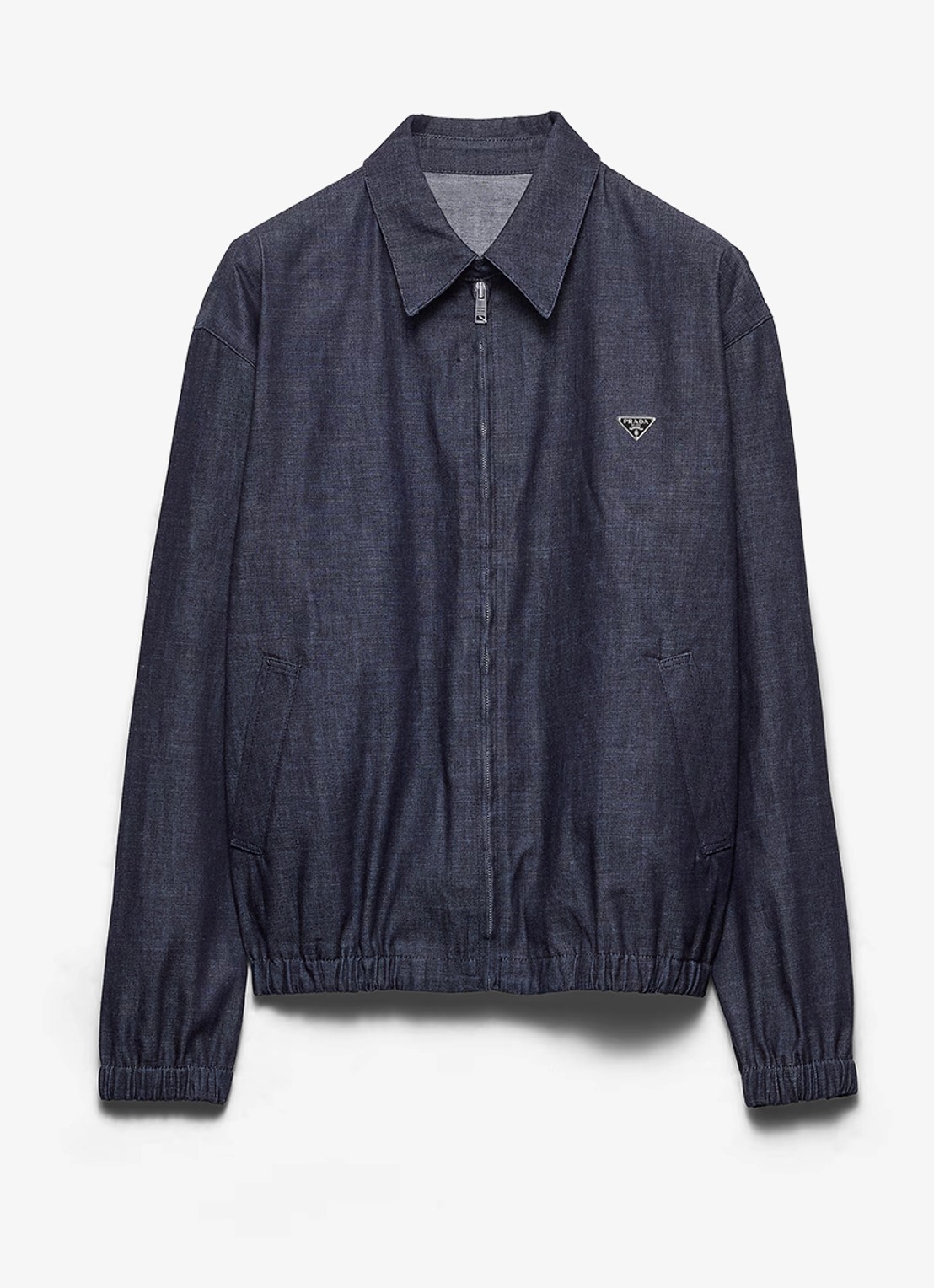 Prada Overshirt van chambray met steekzakken - voorkant indigo