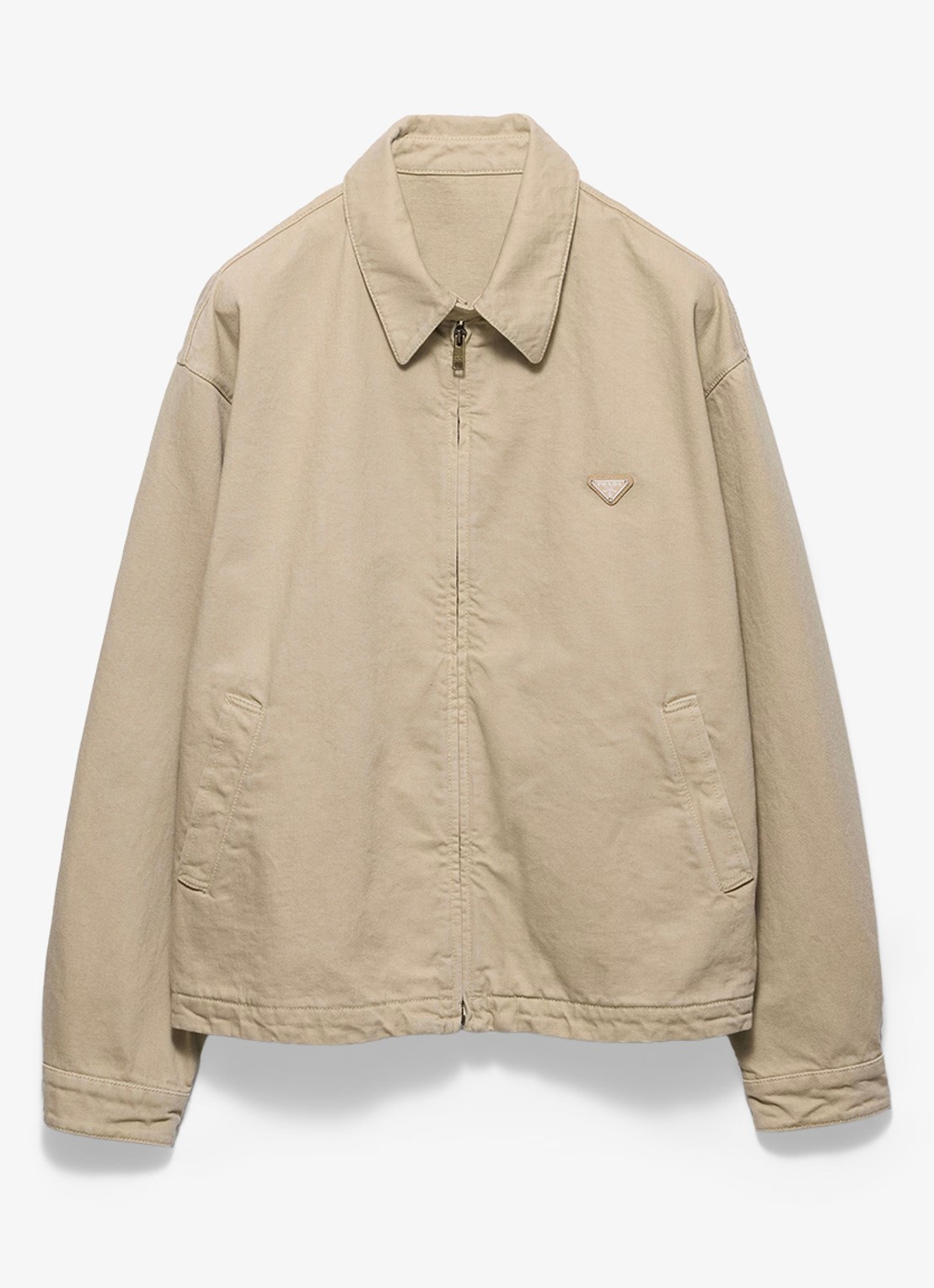 Prada Overshirt van denim met steekzakken - voorkant 6 beige