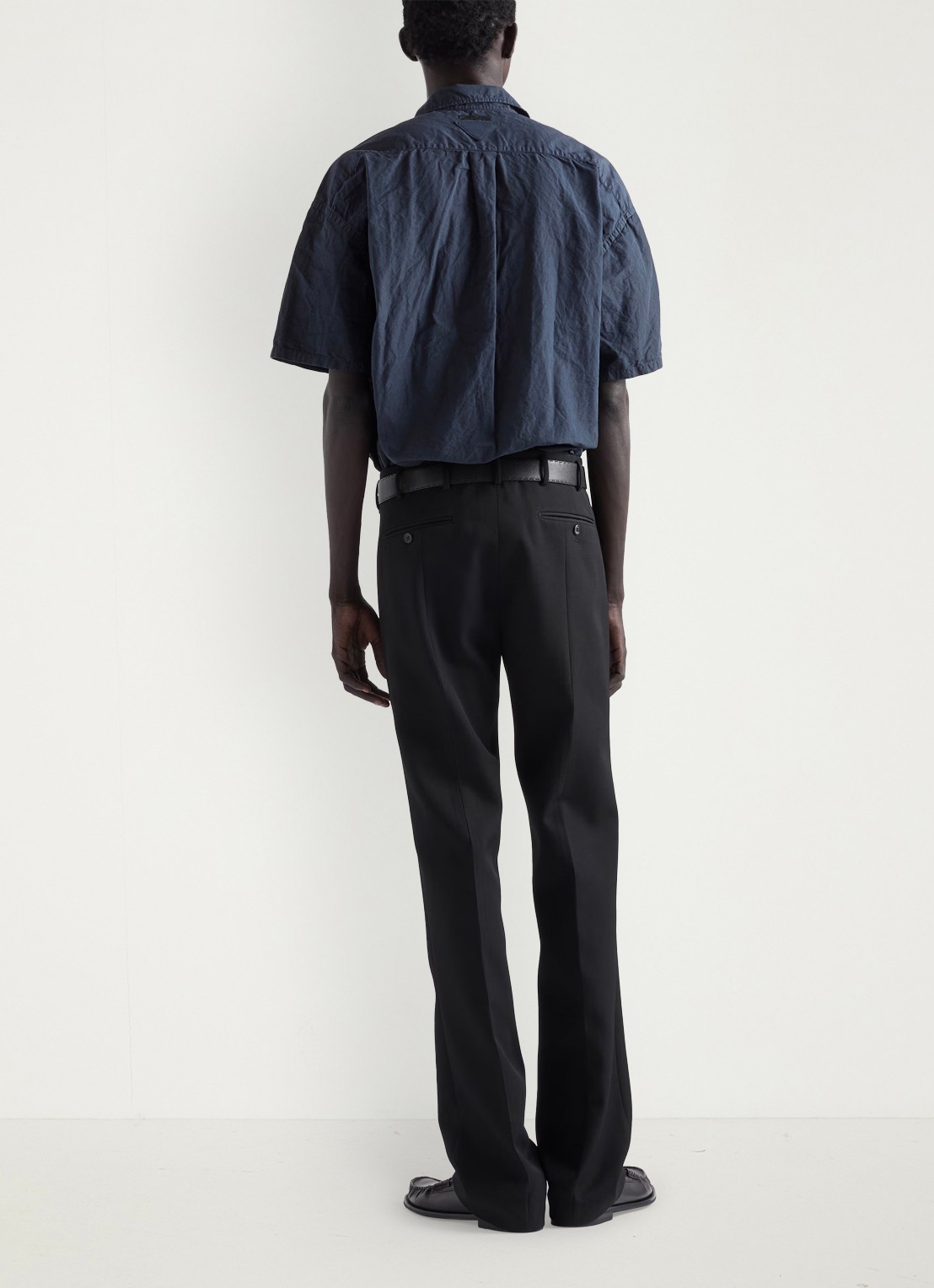 Prada Oversized fit overhemd in linnenblend - achterkant 6 donkerblauw