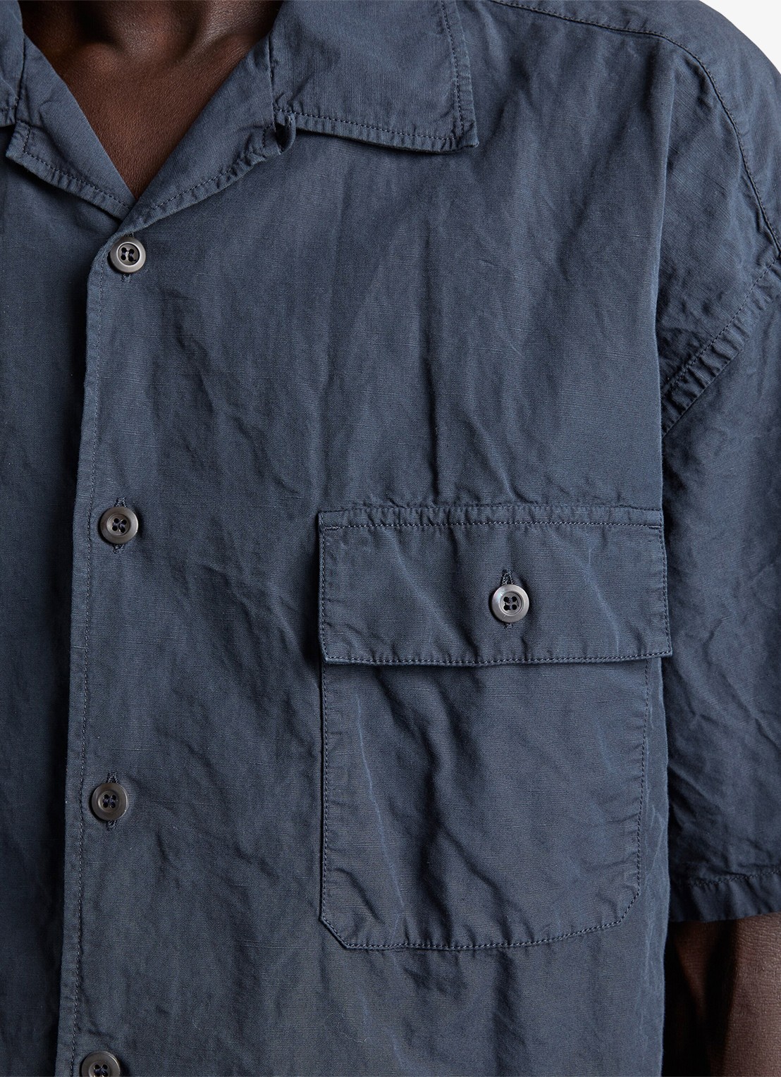 Prada Oversized fit overhemd in linnenblend - detail 4 donkerblauw
