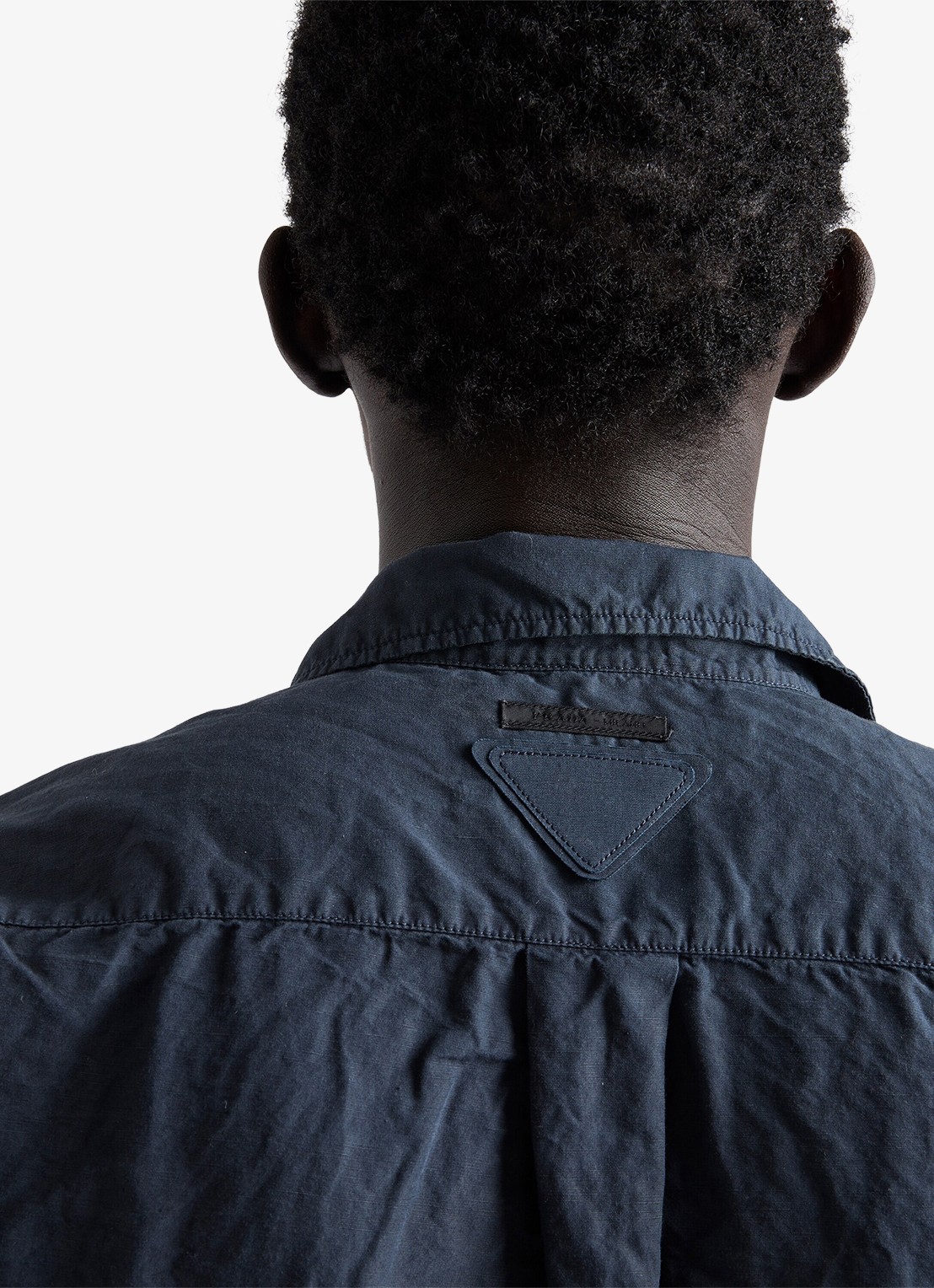 Prada Oversized fit overhemd in linnenblend - detail 5 donkerblauw