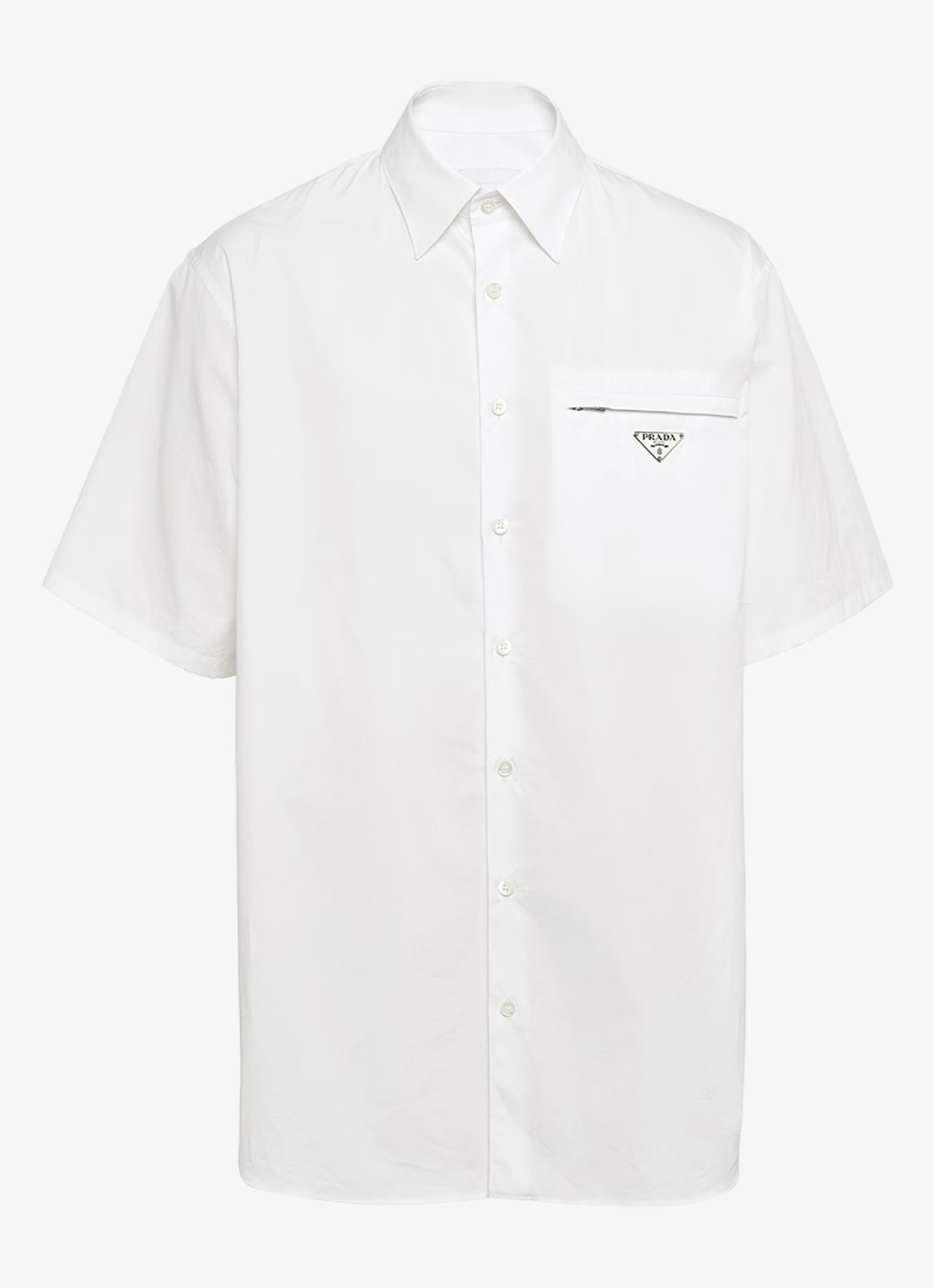 Prada Oversized fit overhemd met borstzak en logo - voorkant wit