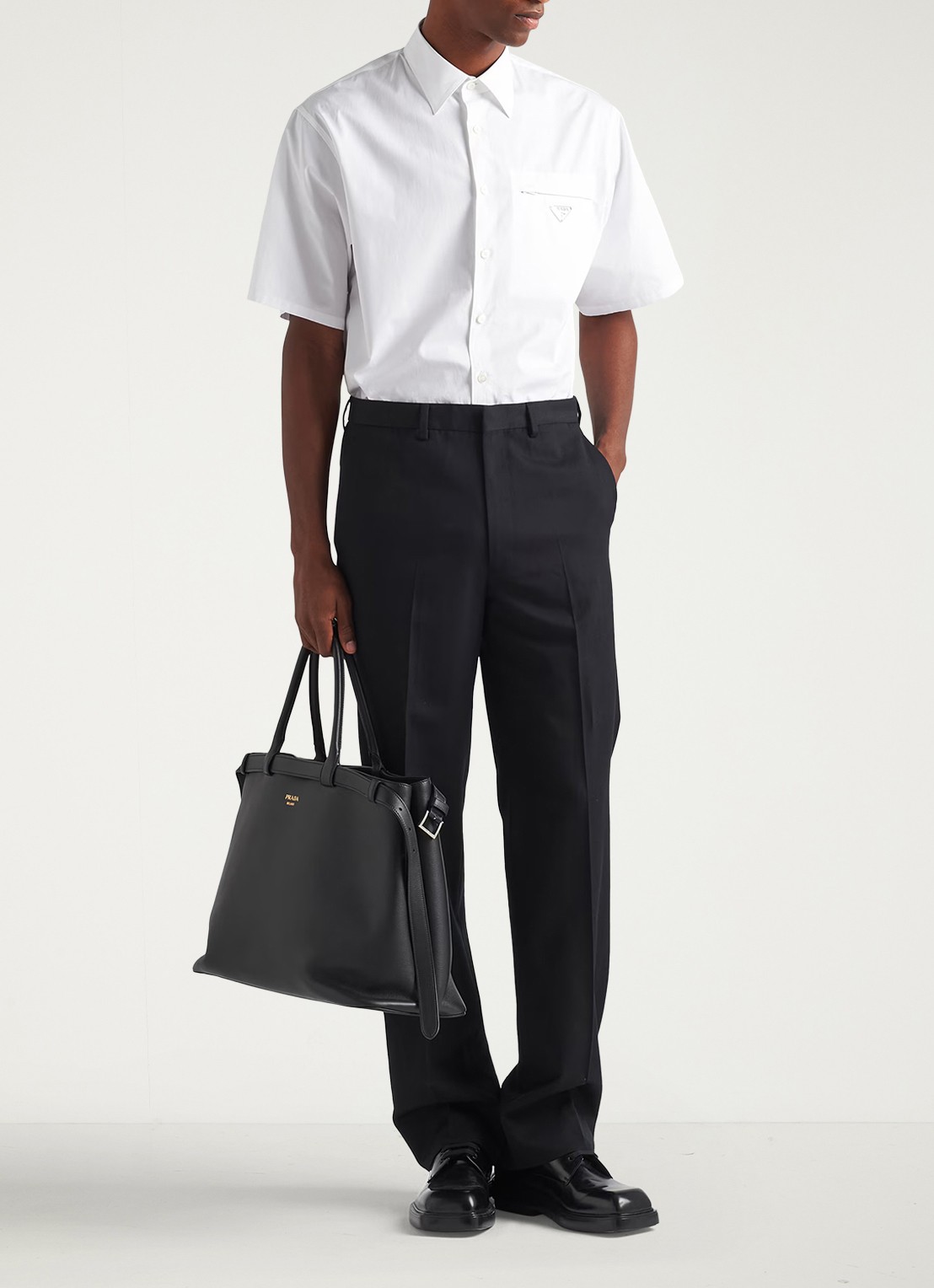 Prada Oversized fit overhemd met borstzak en logo - voorkant 2 wit