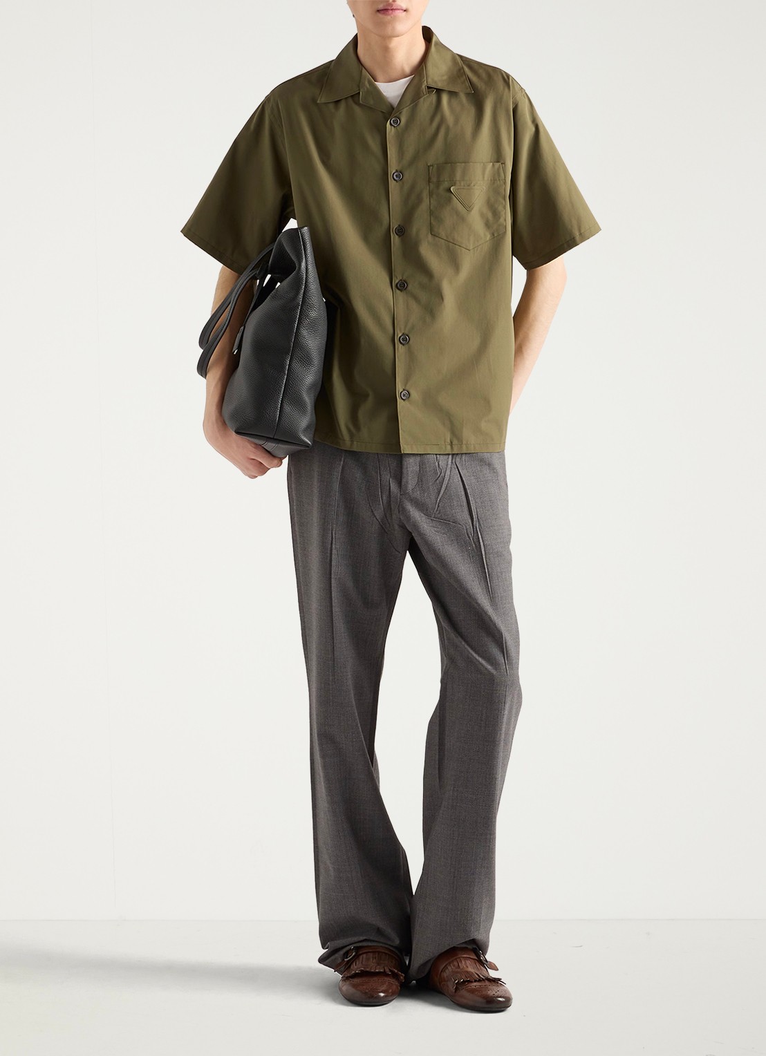 Prada Oversized fit overhemd met borstzak - detail 2 legergroen
