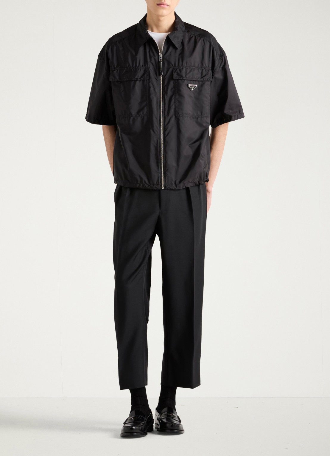 Prada Oversized fit overhemd met borstzakken - voorkant 2 zwart