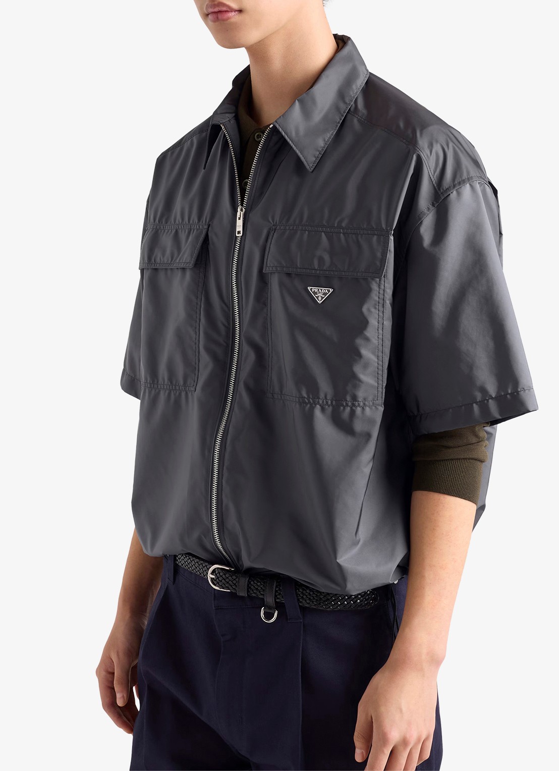 Prada Oversized fit overhemd met borstzakken - detail 3 grijs