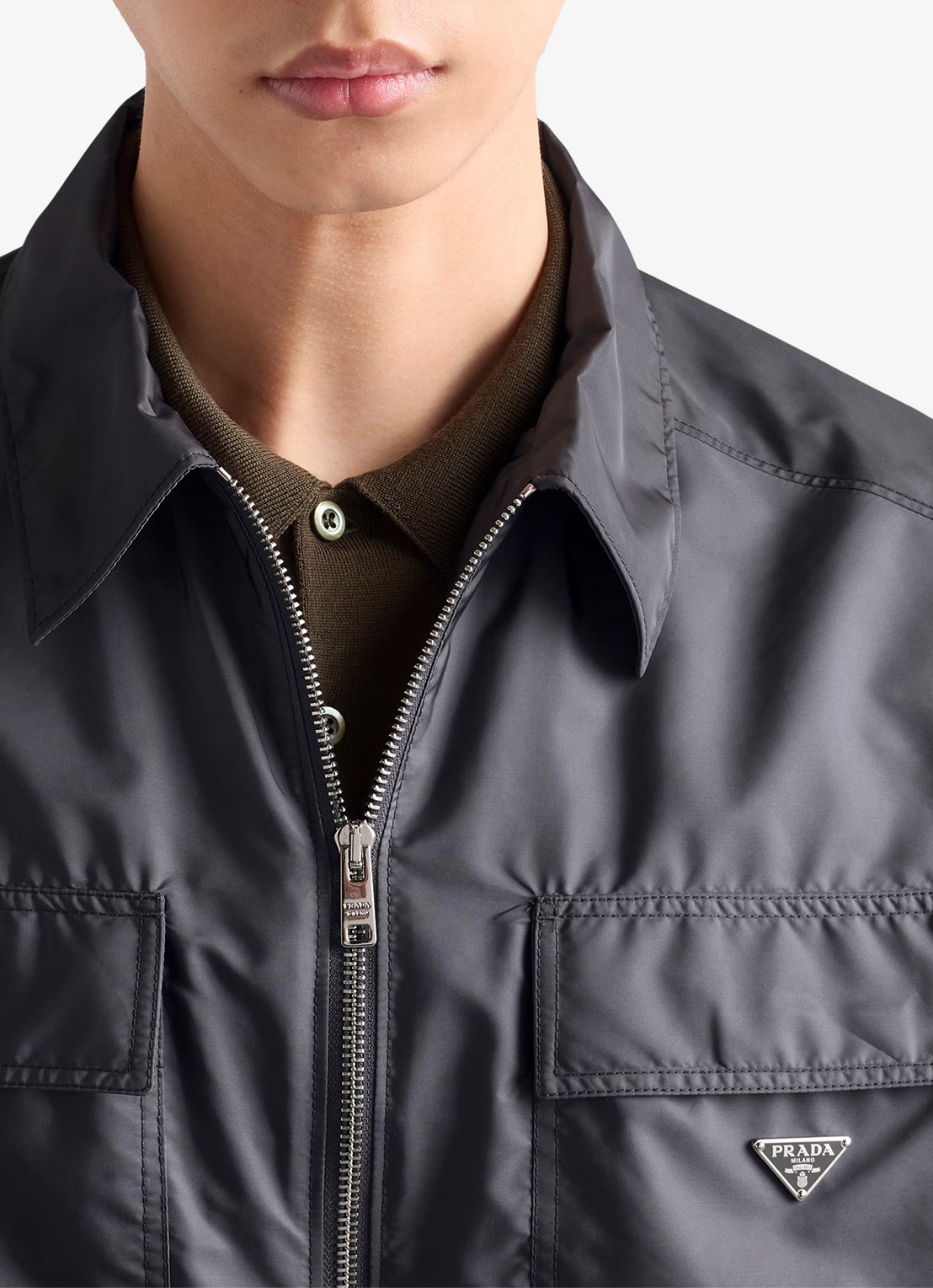 Prada Oversized fit overhemd met borstzakken - detail 4 grijs