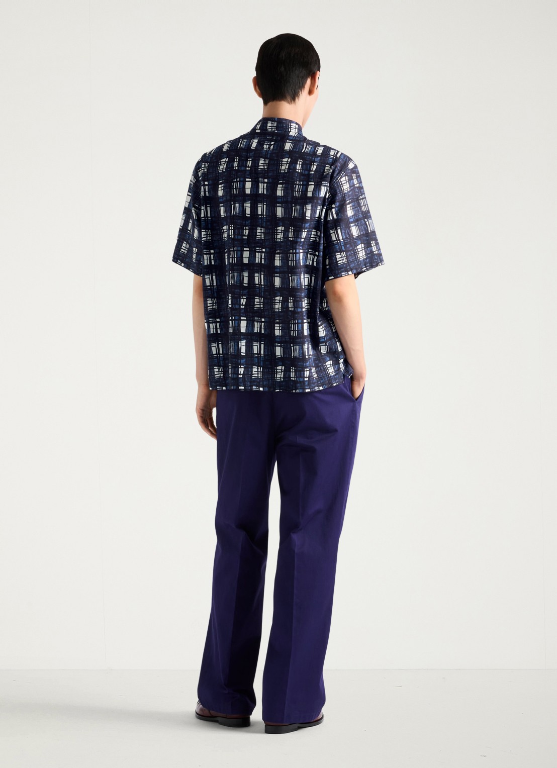 Prada Oversized fit overhemd met ruitdessin - achterkant 2 donkerblauw