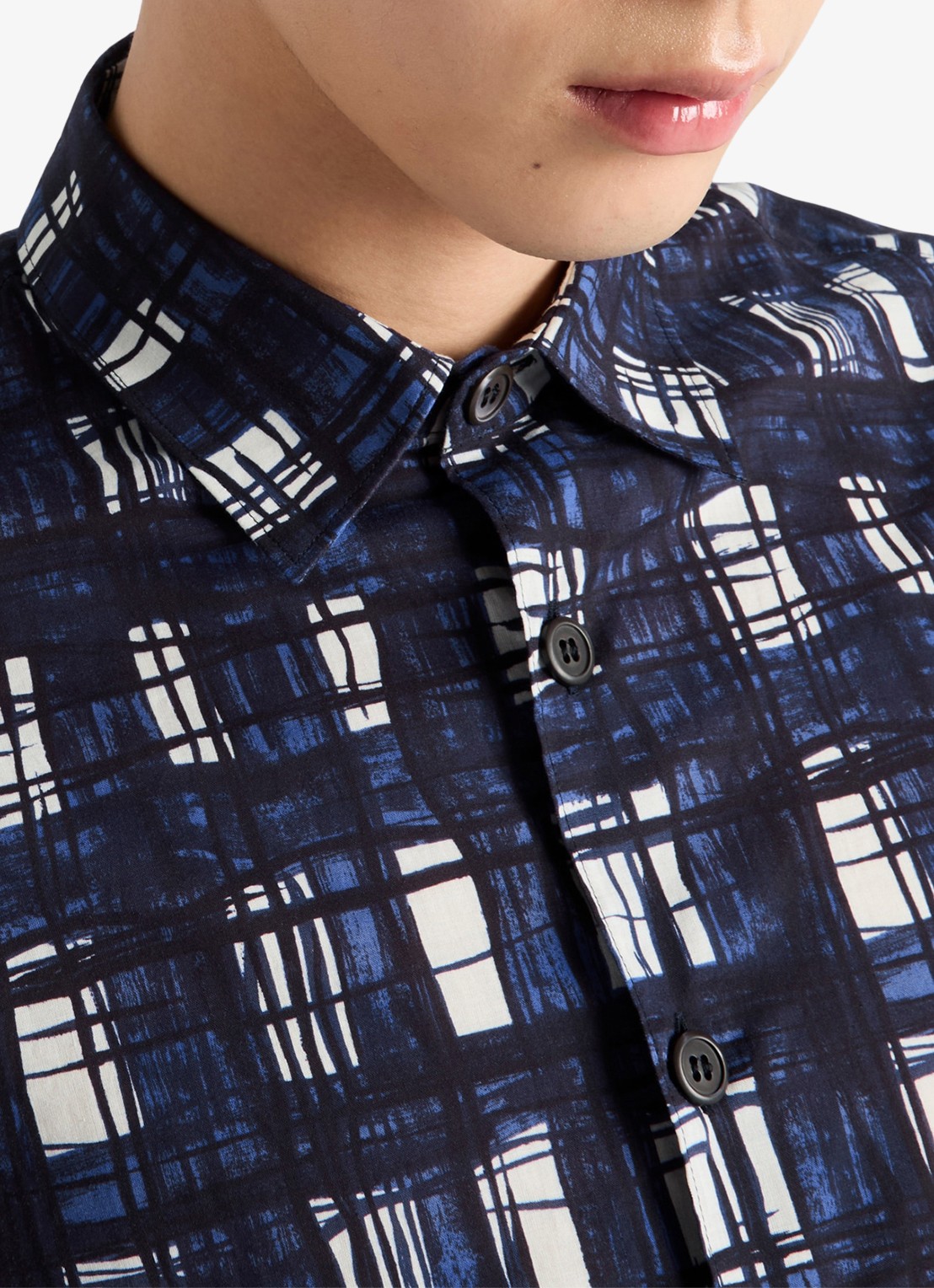 Prada Oversized fit overhemd met ruitdessin - detail 6 donkerblauw