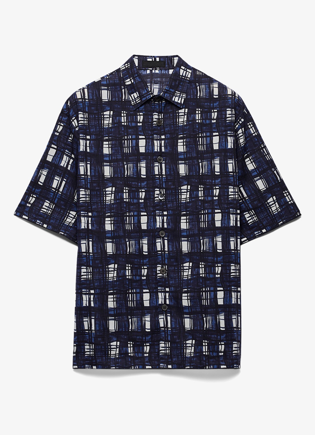 Prada Oversized fit overhemd met ruitdessin - voorkant donkerblauw