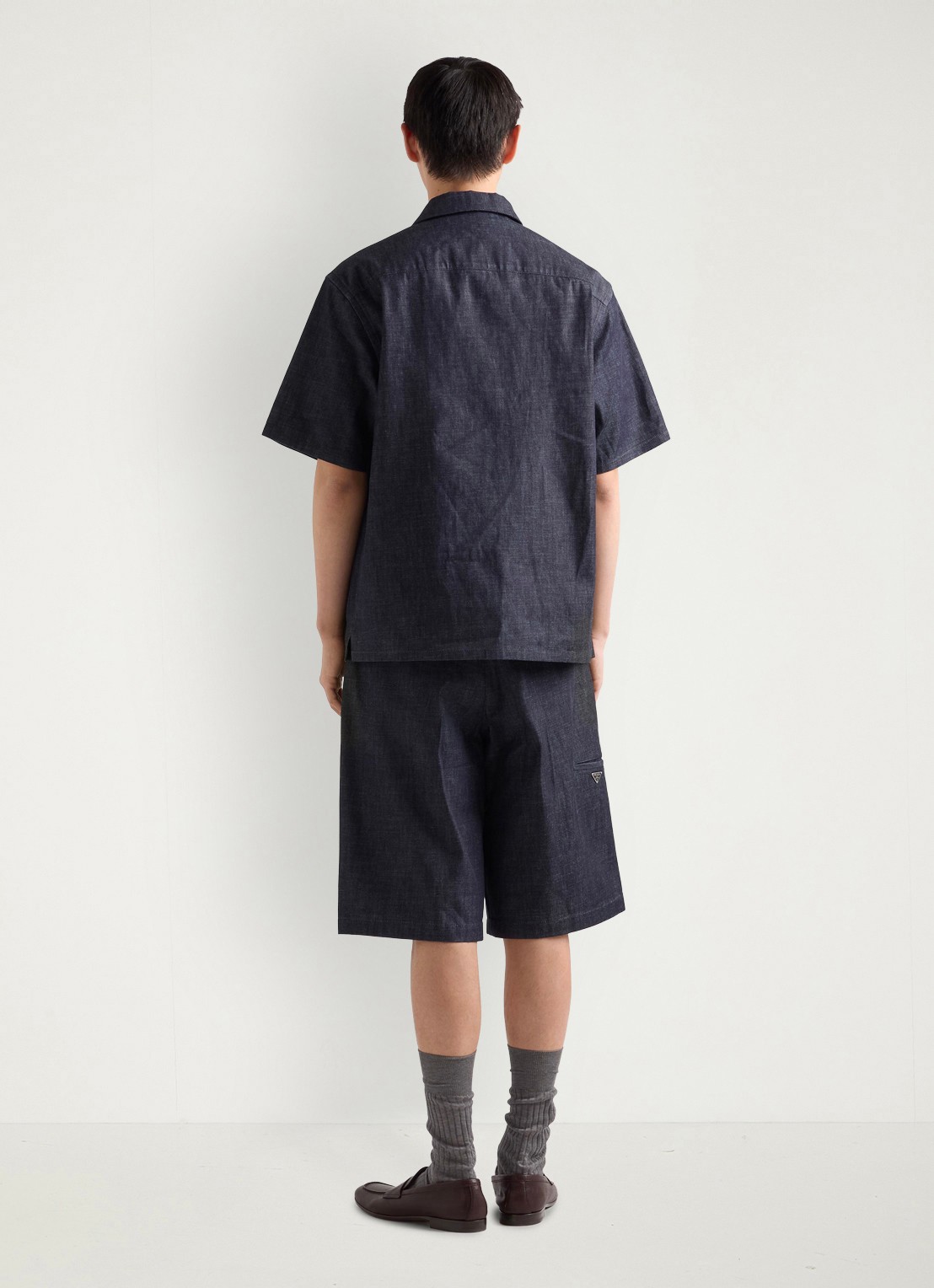Prada Oversized fit overhemd van chambray met borstzak - achterkant 3 indigo