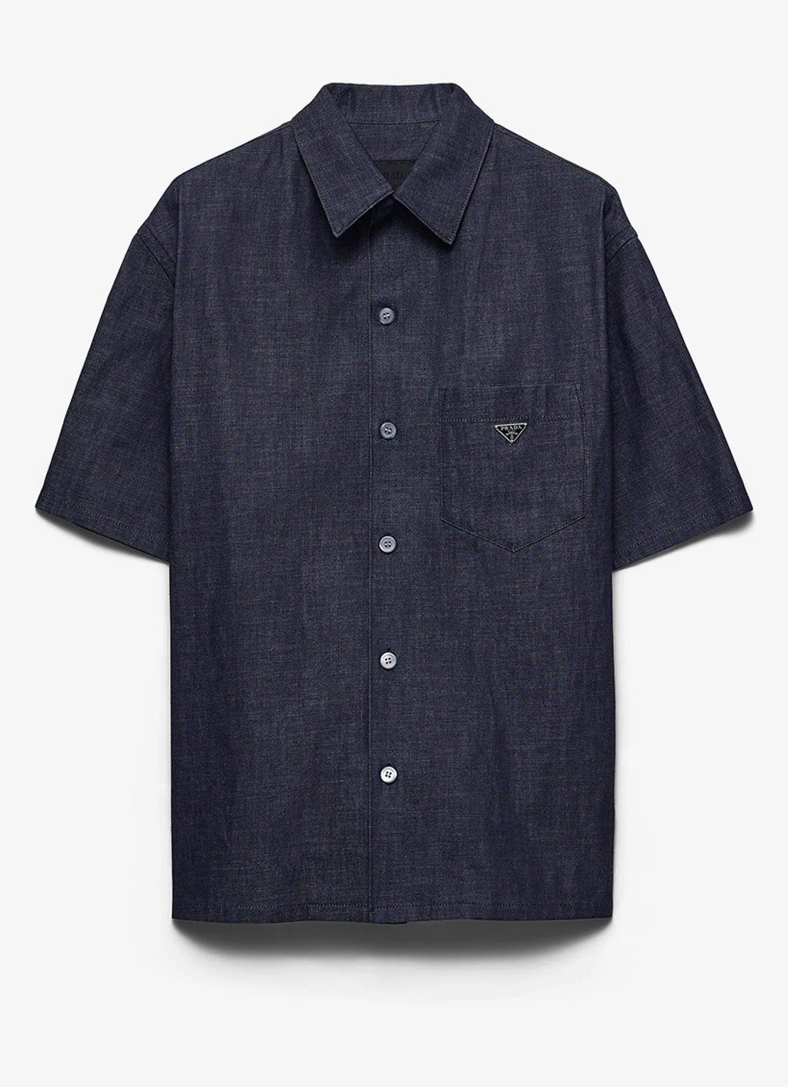 Prada Oversized fit overhemd van chambray met borstzak - voorkant 4 indigo