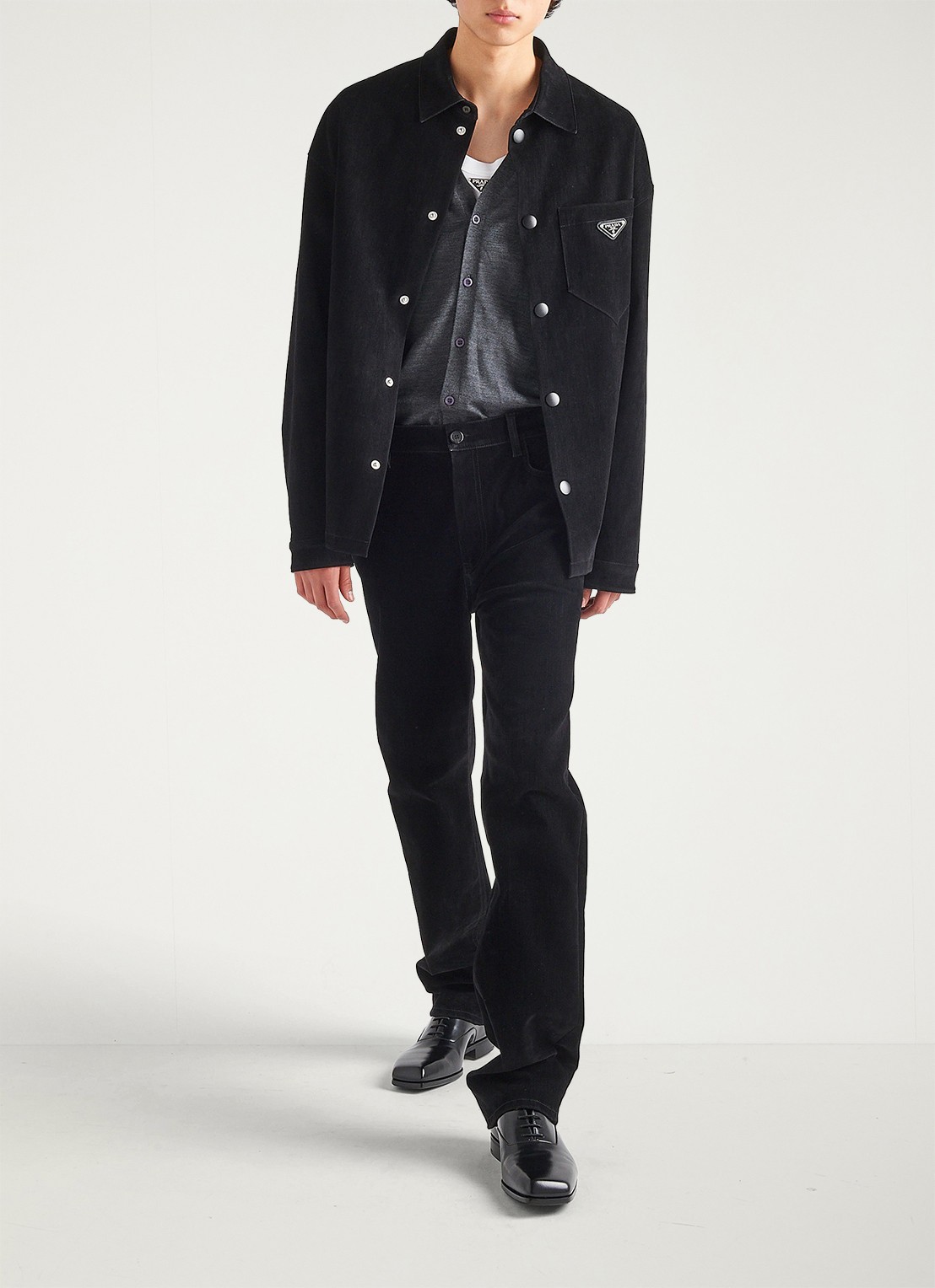 Prada Oversized fit overshirt met borstzak - detail 2 zwart
